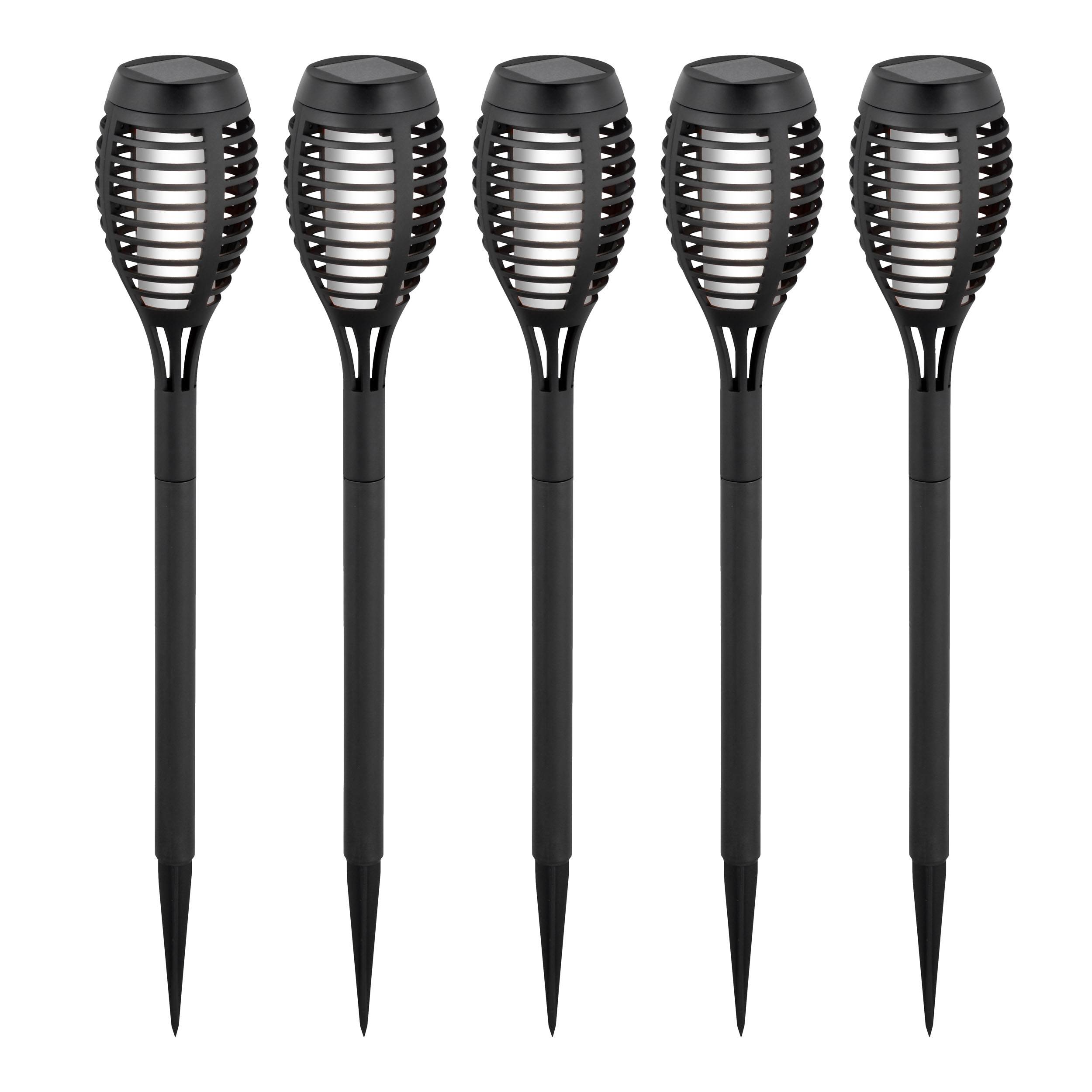 5er-Set LED Solar-Erdspieß Fackeln "FANILO"