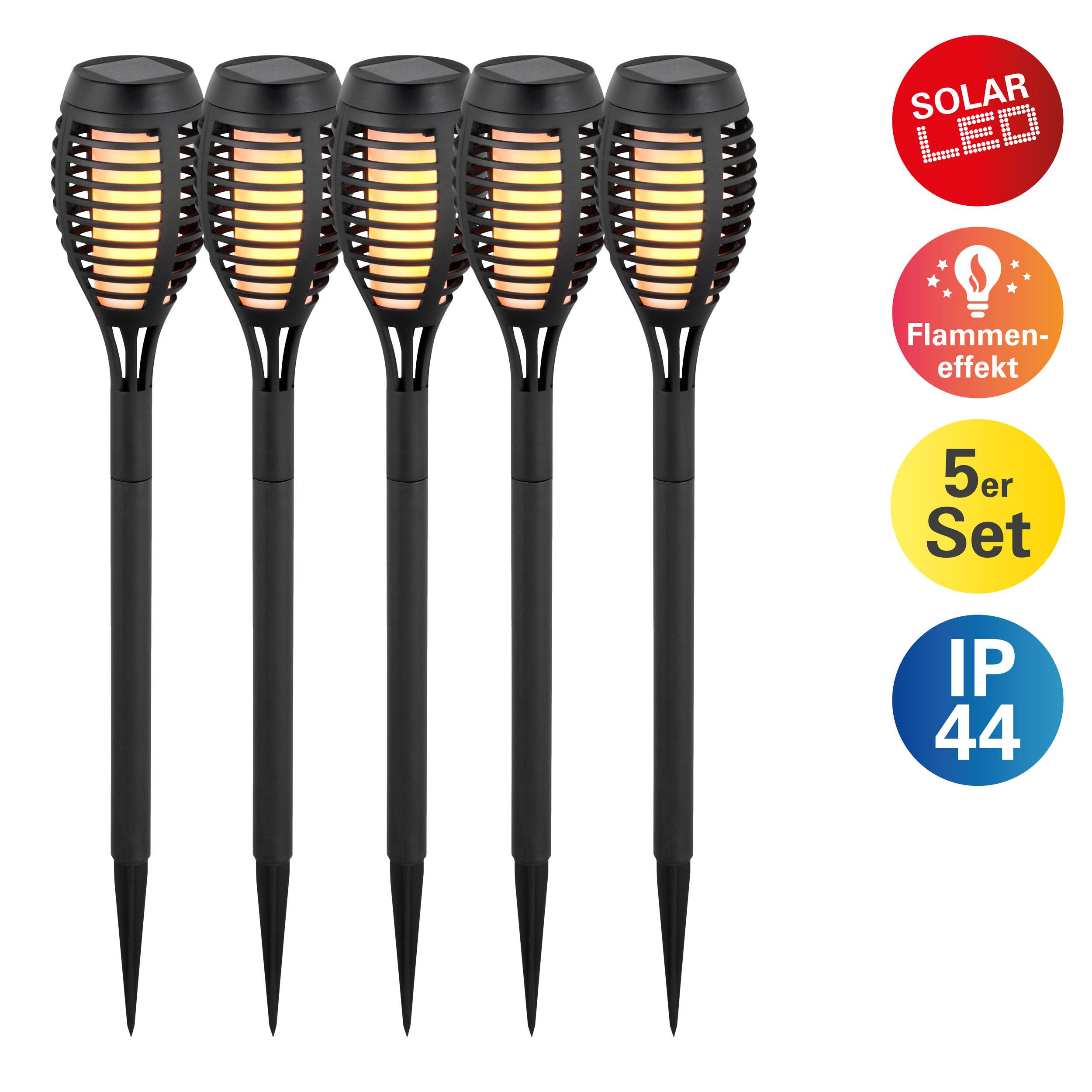 5er-Set LED Solar-Erdspieß Fackeln "FANILO"