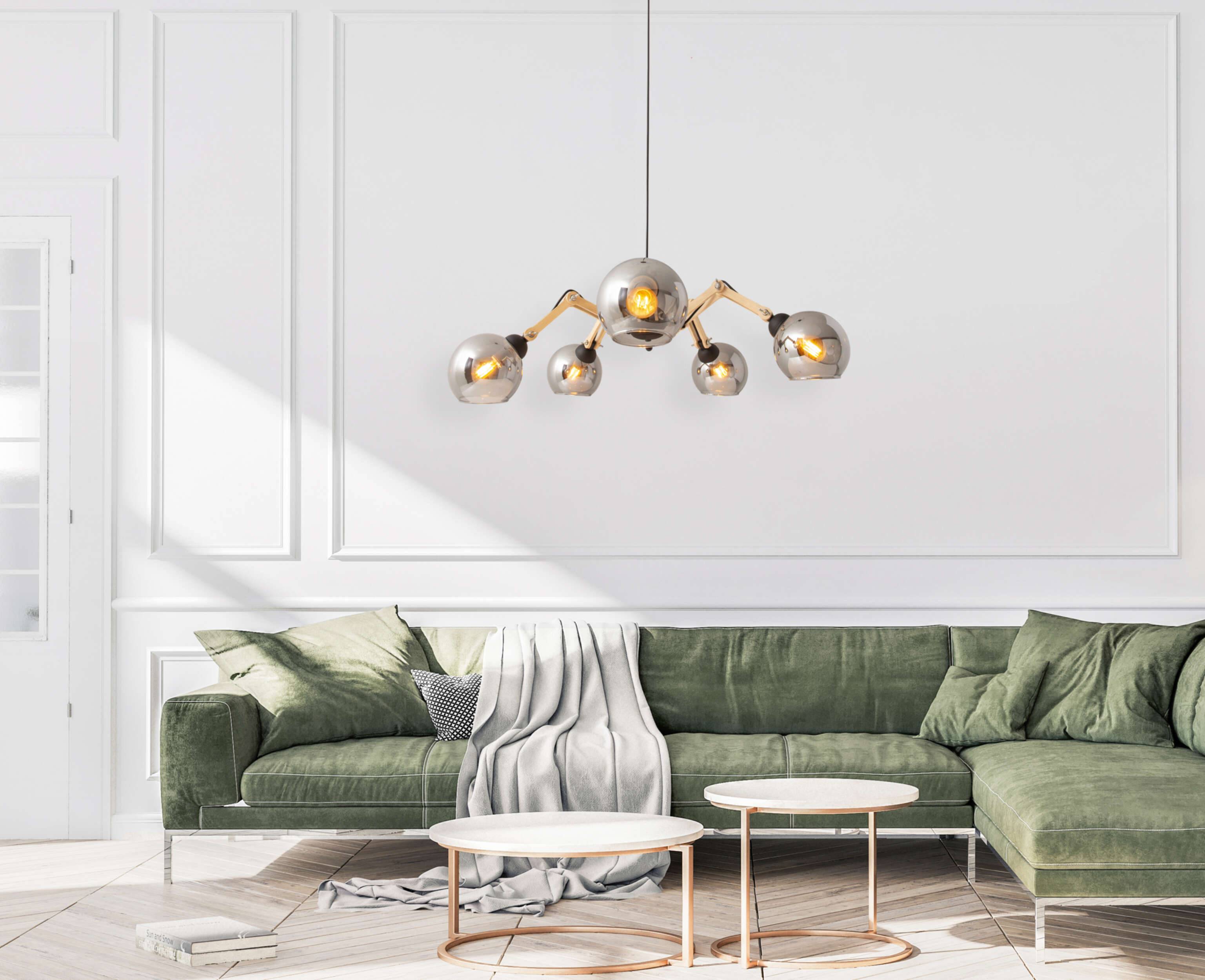 5er Glas-Pendelleuchte "SOITO" d: 80cm