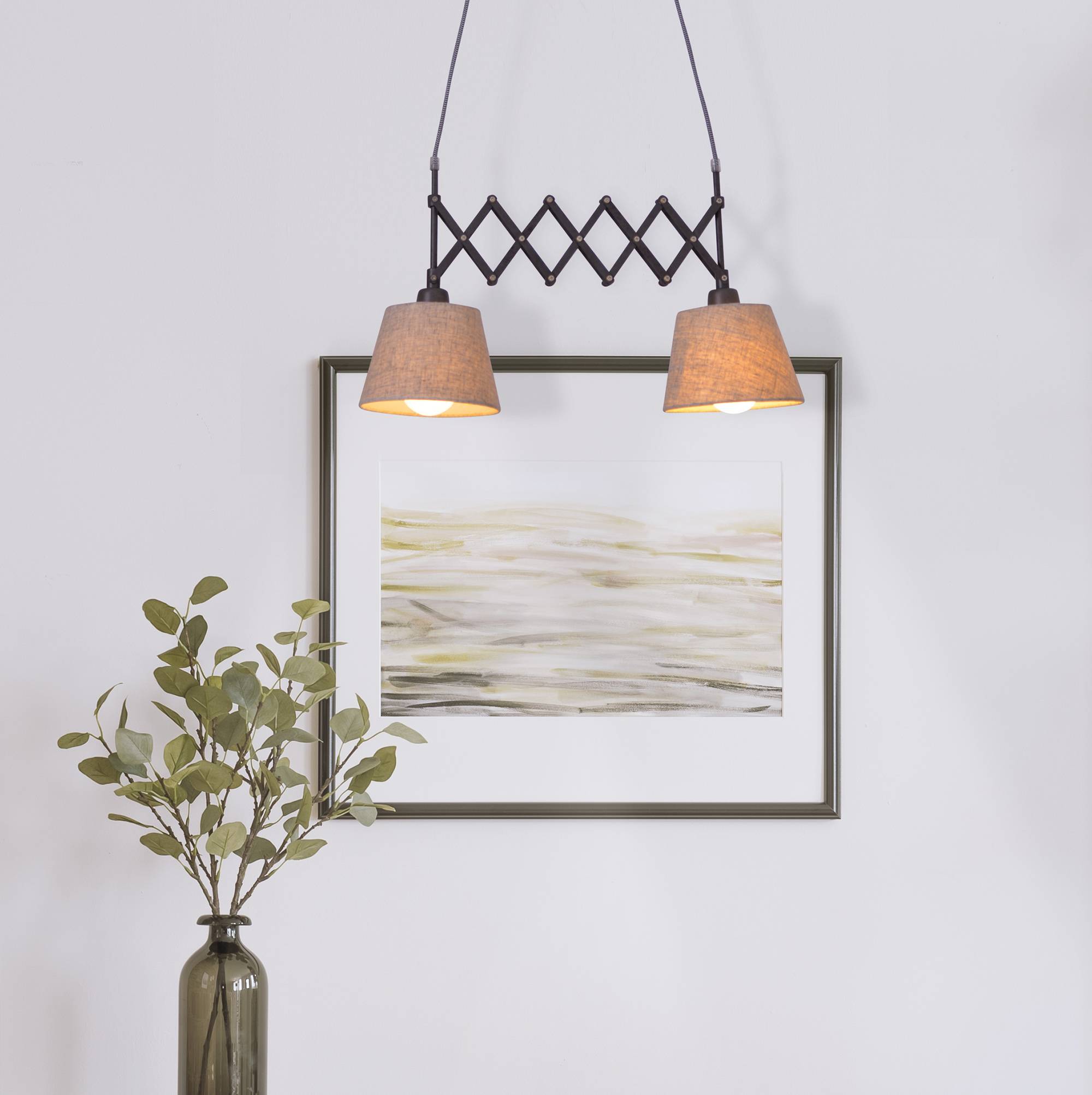 Scherenpendelleuchte "ADRIENNE" max. b: 35-57cm natur