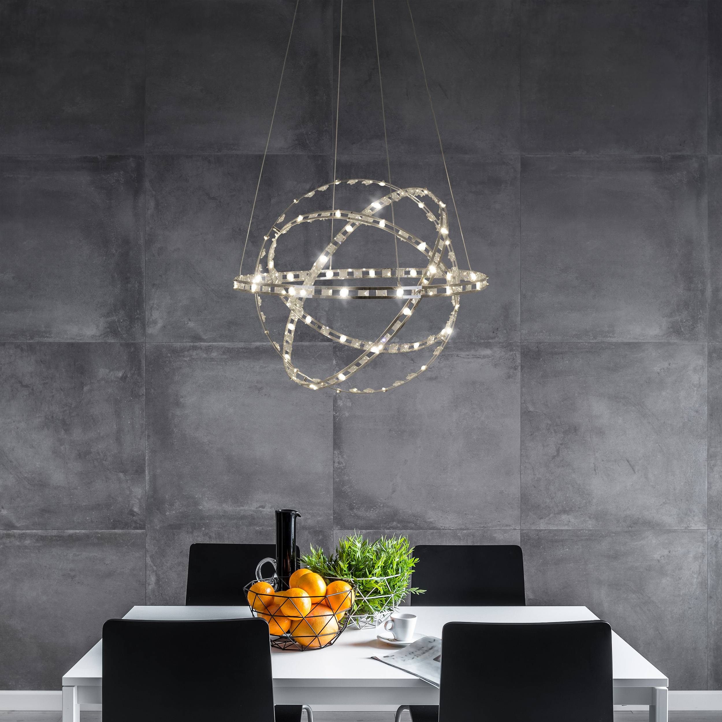 LED Pendelleuchte "COSMOS" D: 60cm chrom