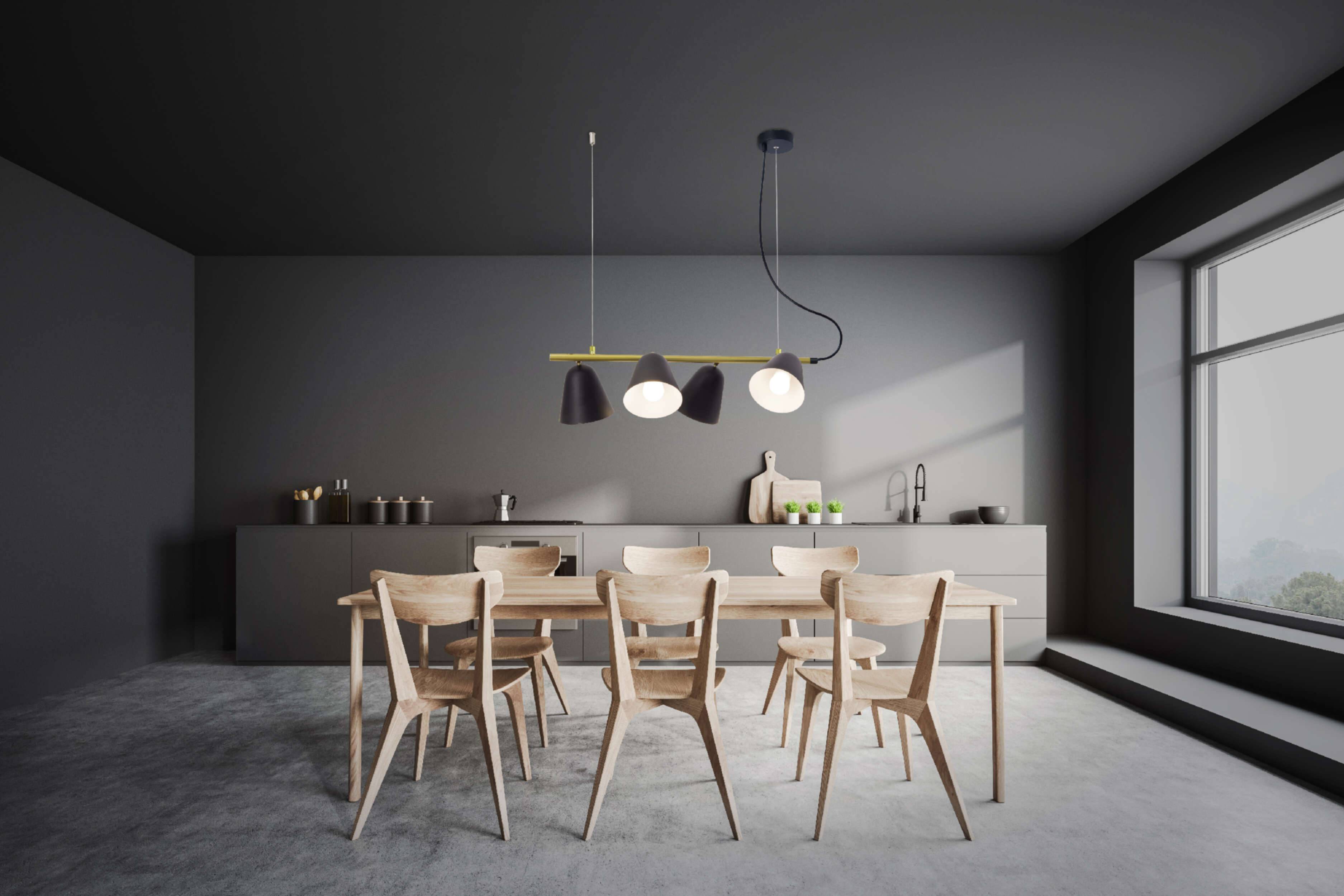 4er Pendelleuchte "TRITON" l: 61cm schwarz