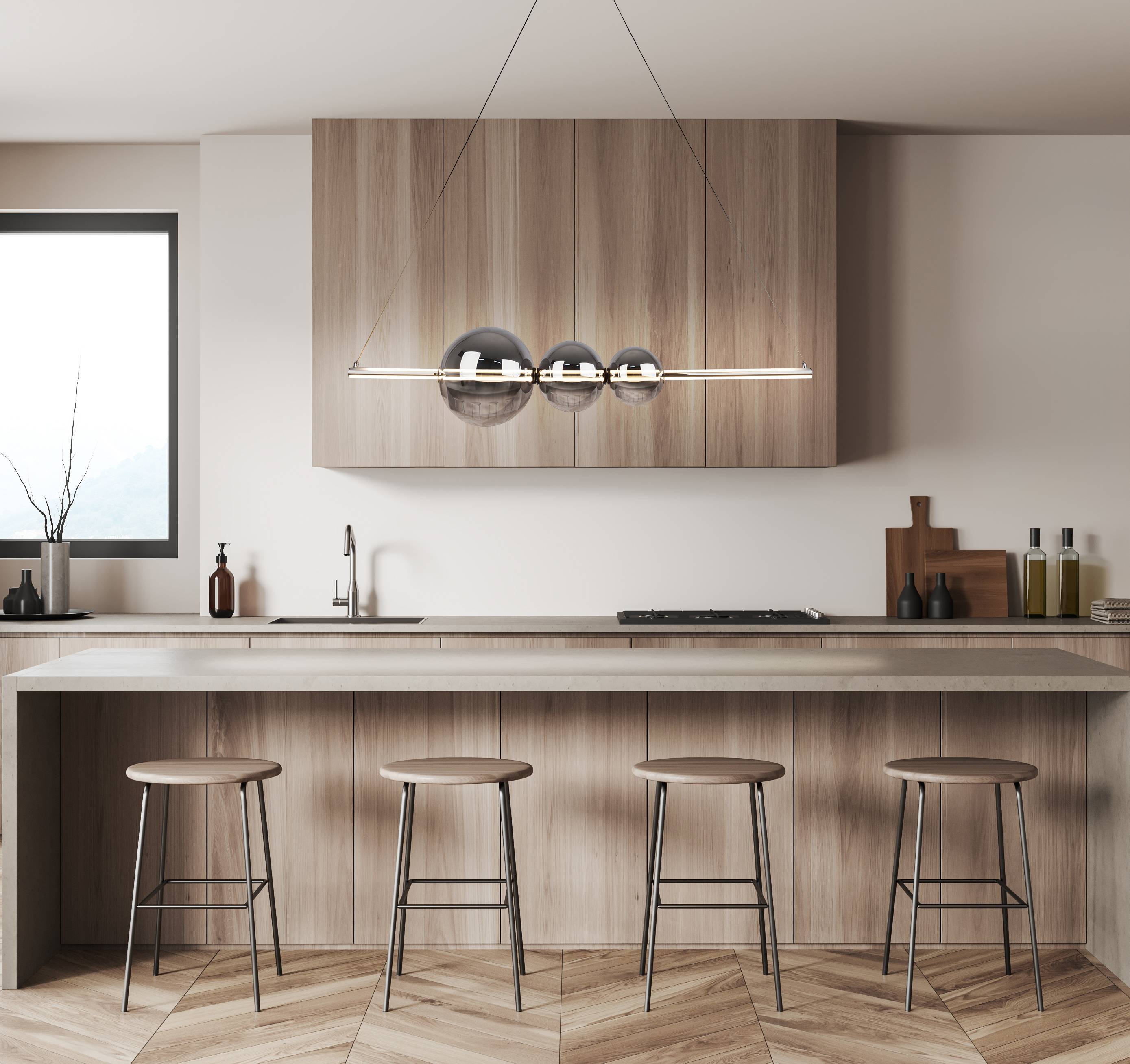 LED Pendelleuchte chrom "NOVA" (3 Kugeln)