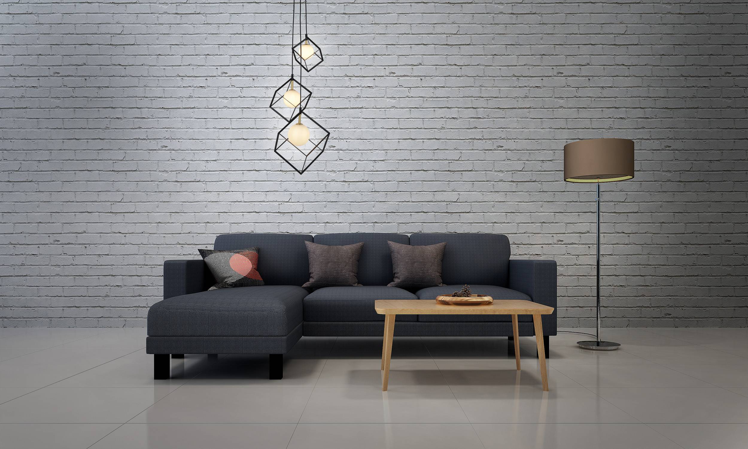 3 flg. Pendelleuchte "CADRE" H: 147cm