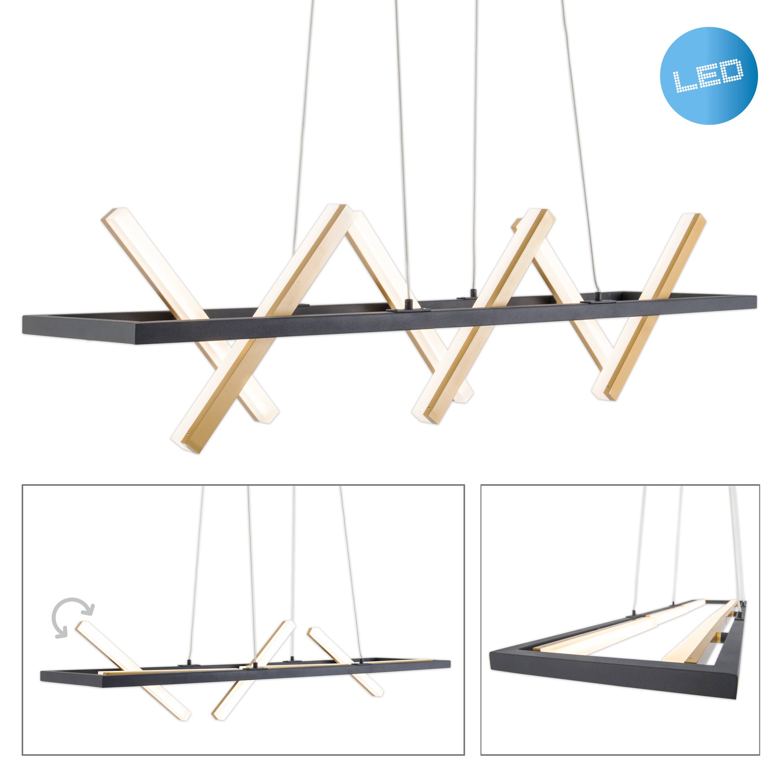 LED Pendelleuchte "CADICE" l: 100cm gold