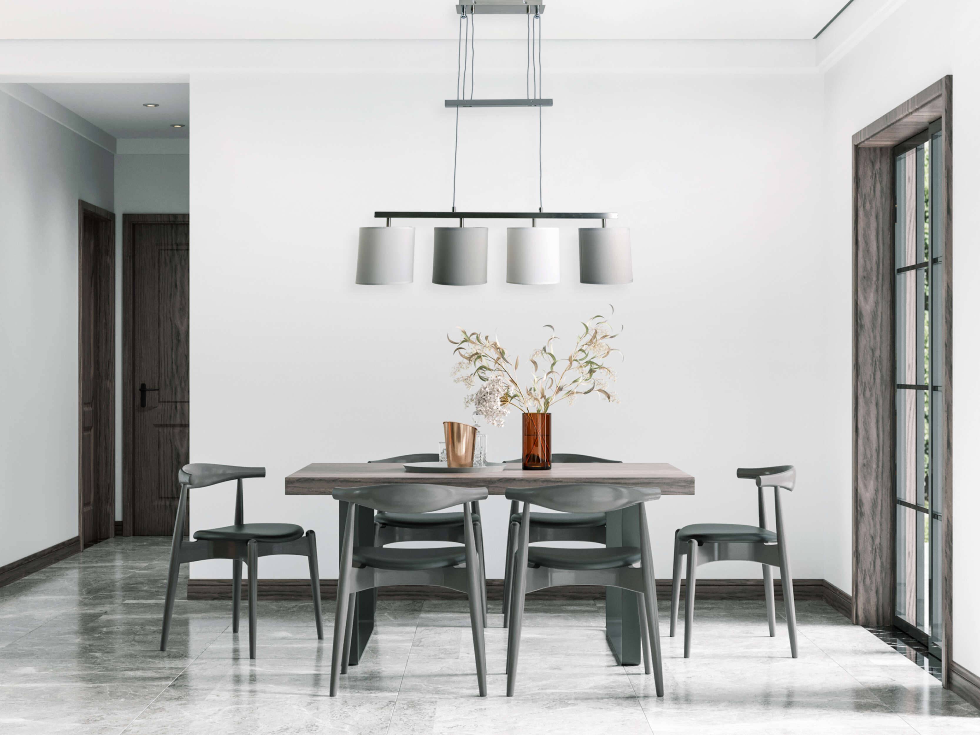 4er Pendelleuchte "TILDE" l: 86cm grau/weiß