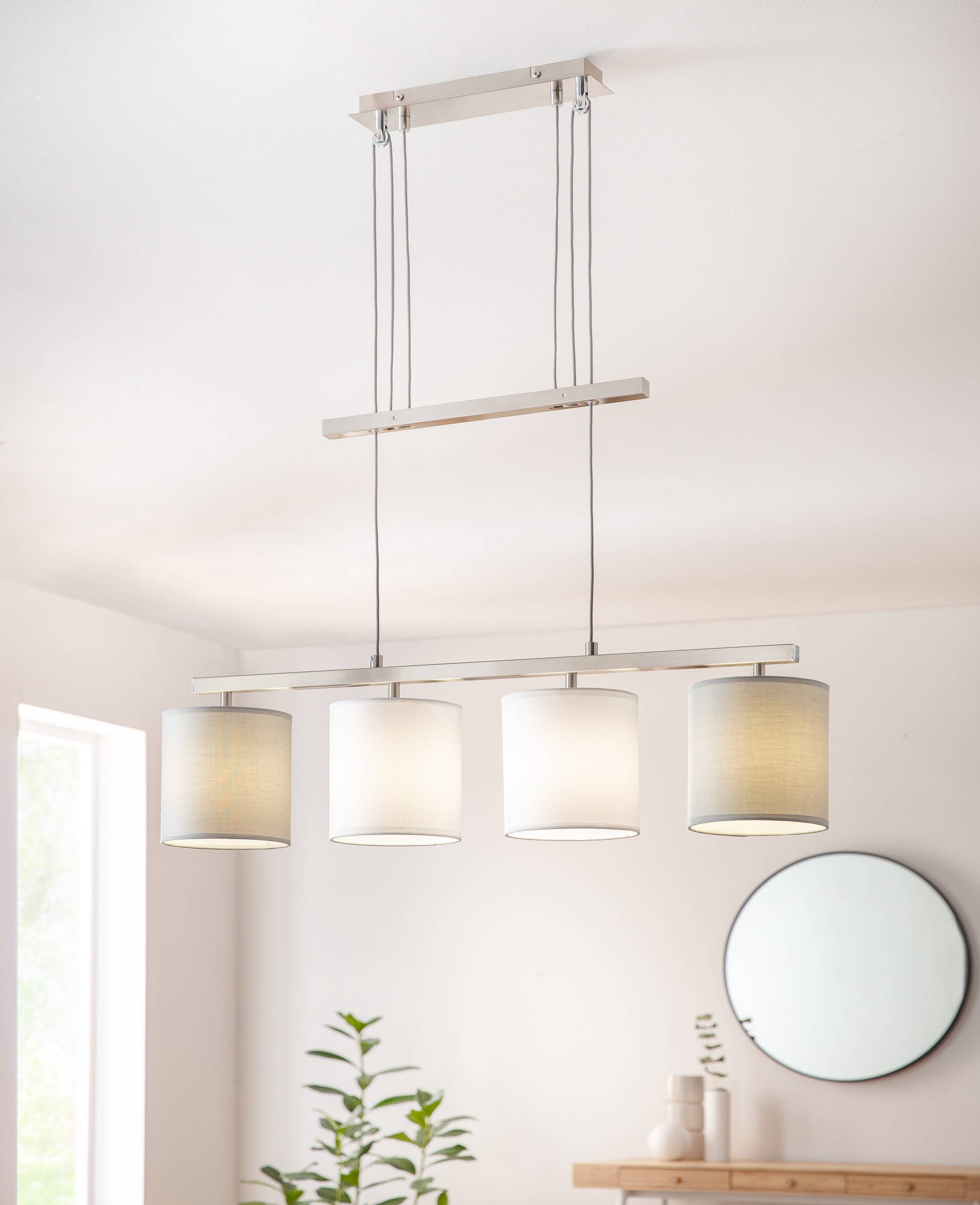 4er Pendelleuchte "TILDE" l: 86cm grau/weiß
