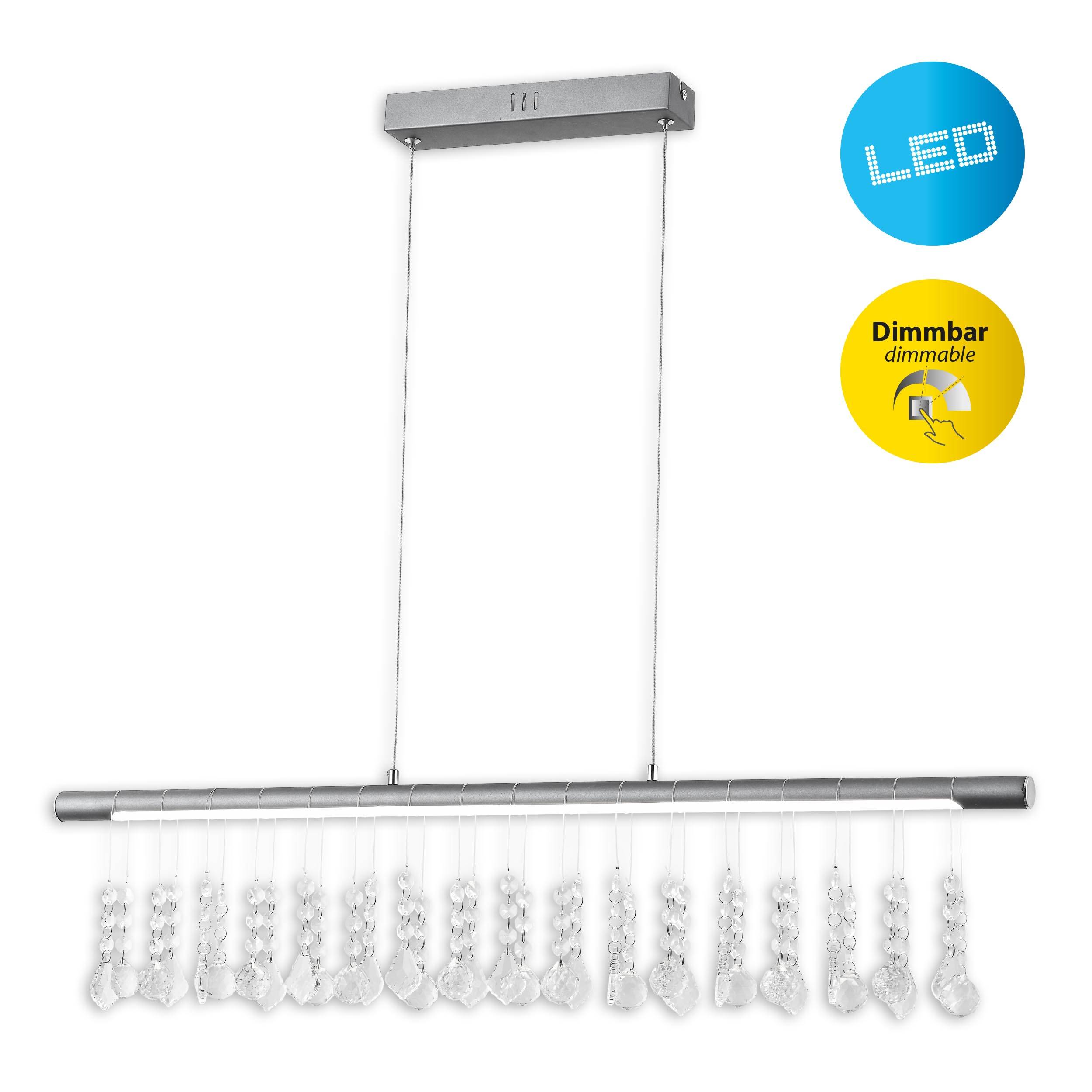 LED Pendelleuchte "NOBILIS" L: ca. 100 cm - satin-nickel