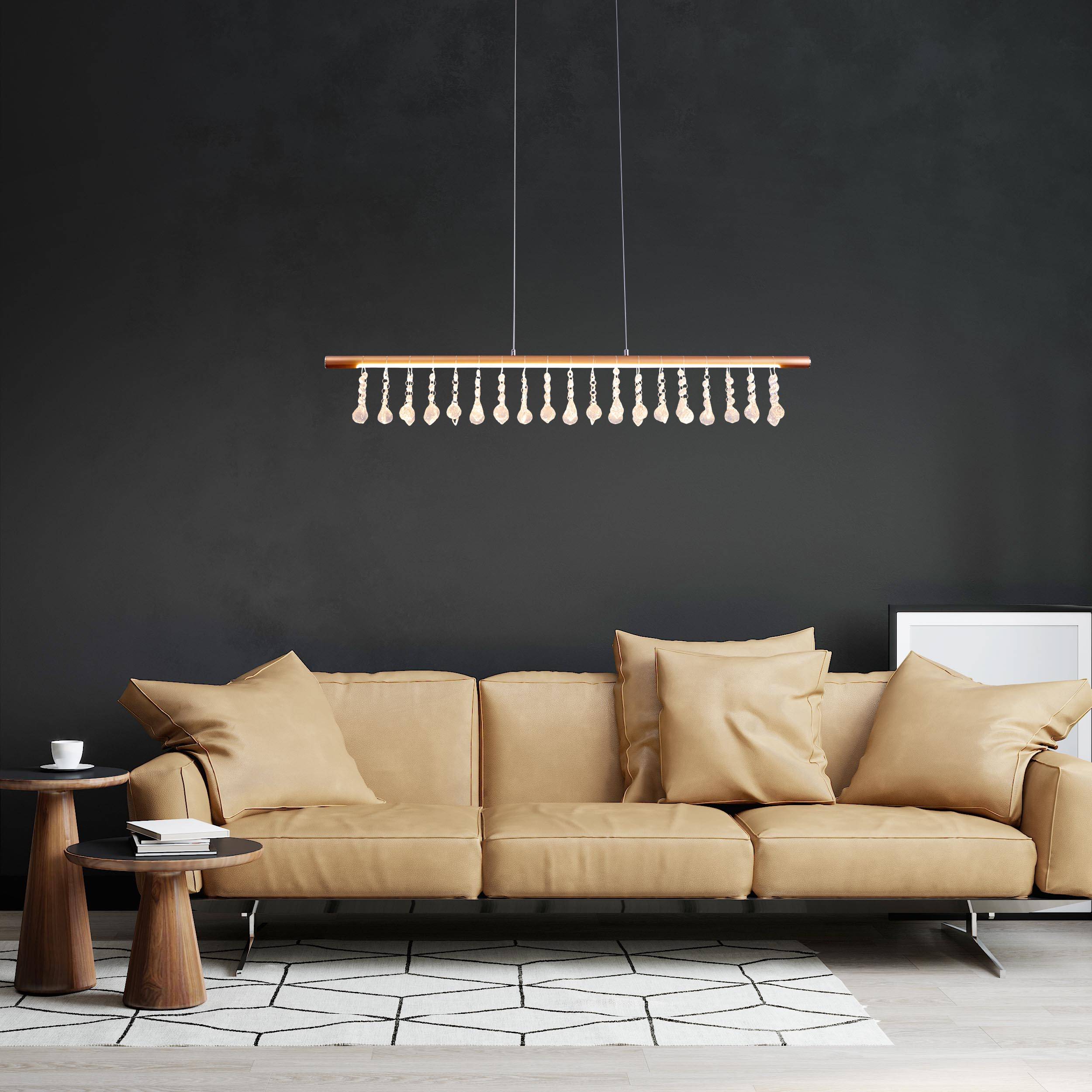 LED Pendelleuchte "NOBILIS" L: ca. 100 cm - gold