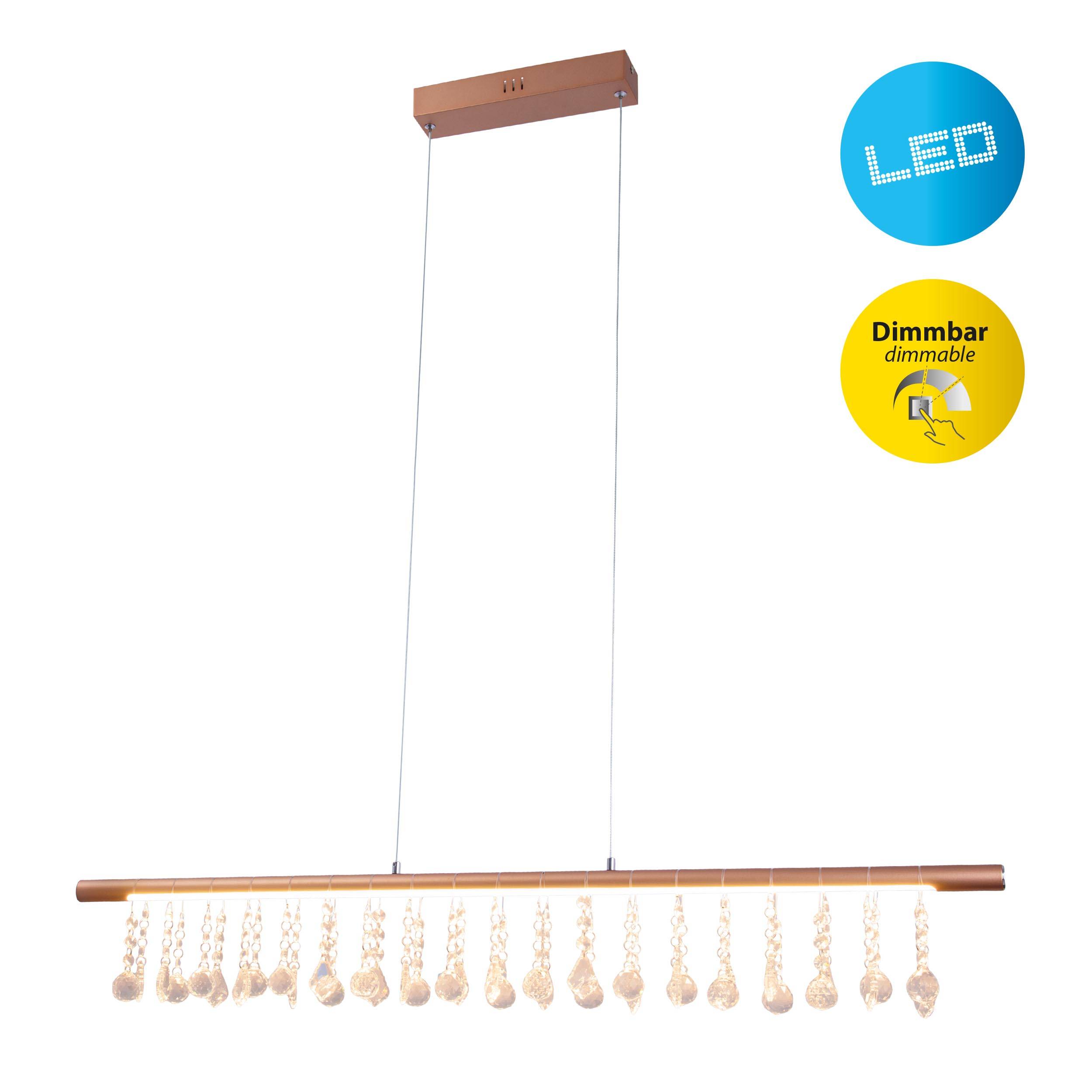 LED Pendelleuchte "NOBILIS" L: ca. 100 cm - gold