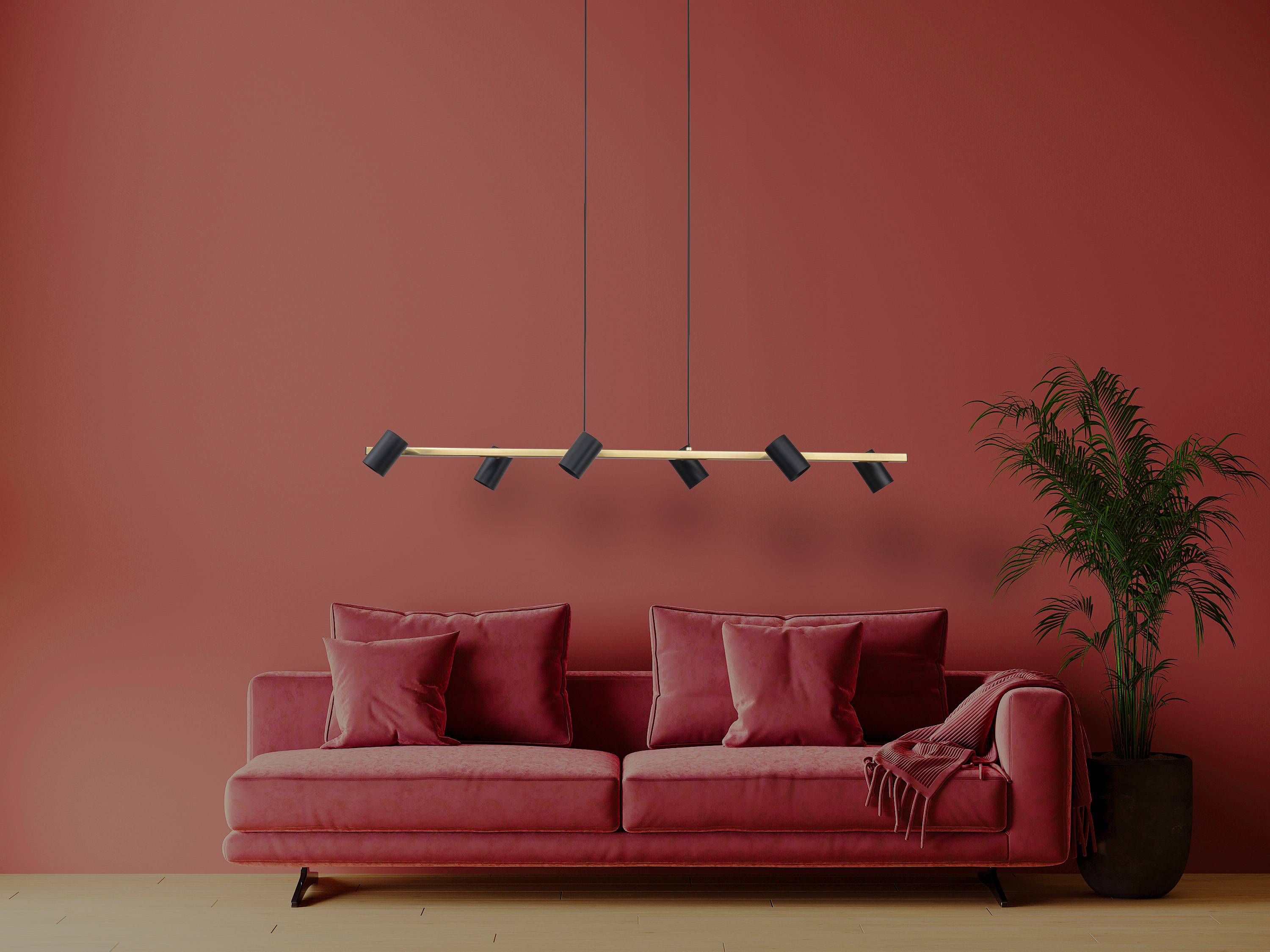 6er Pendelleuchte "FRIDA" schwarz / gold