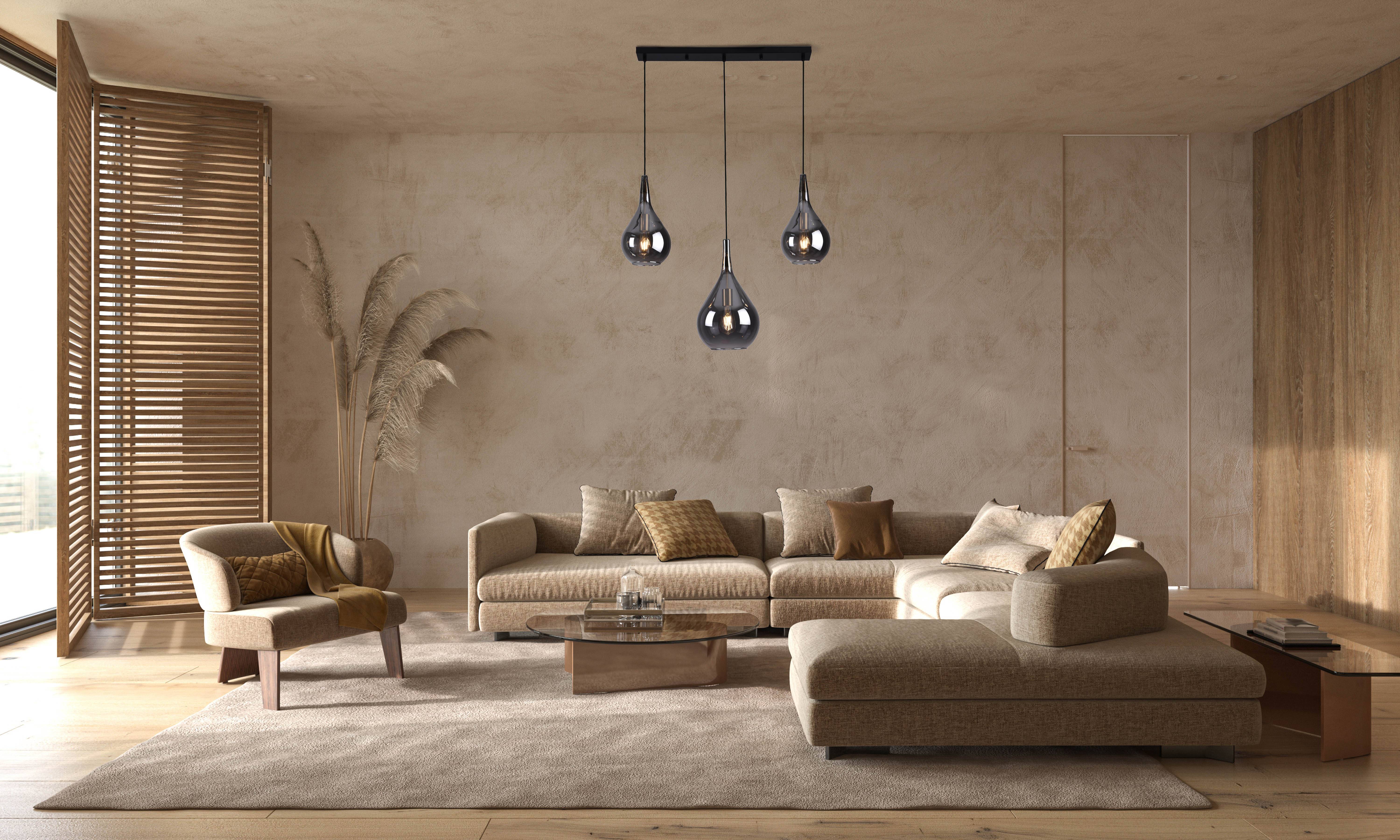 3er Pendelleuchte "GOTA" smokey