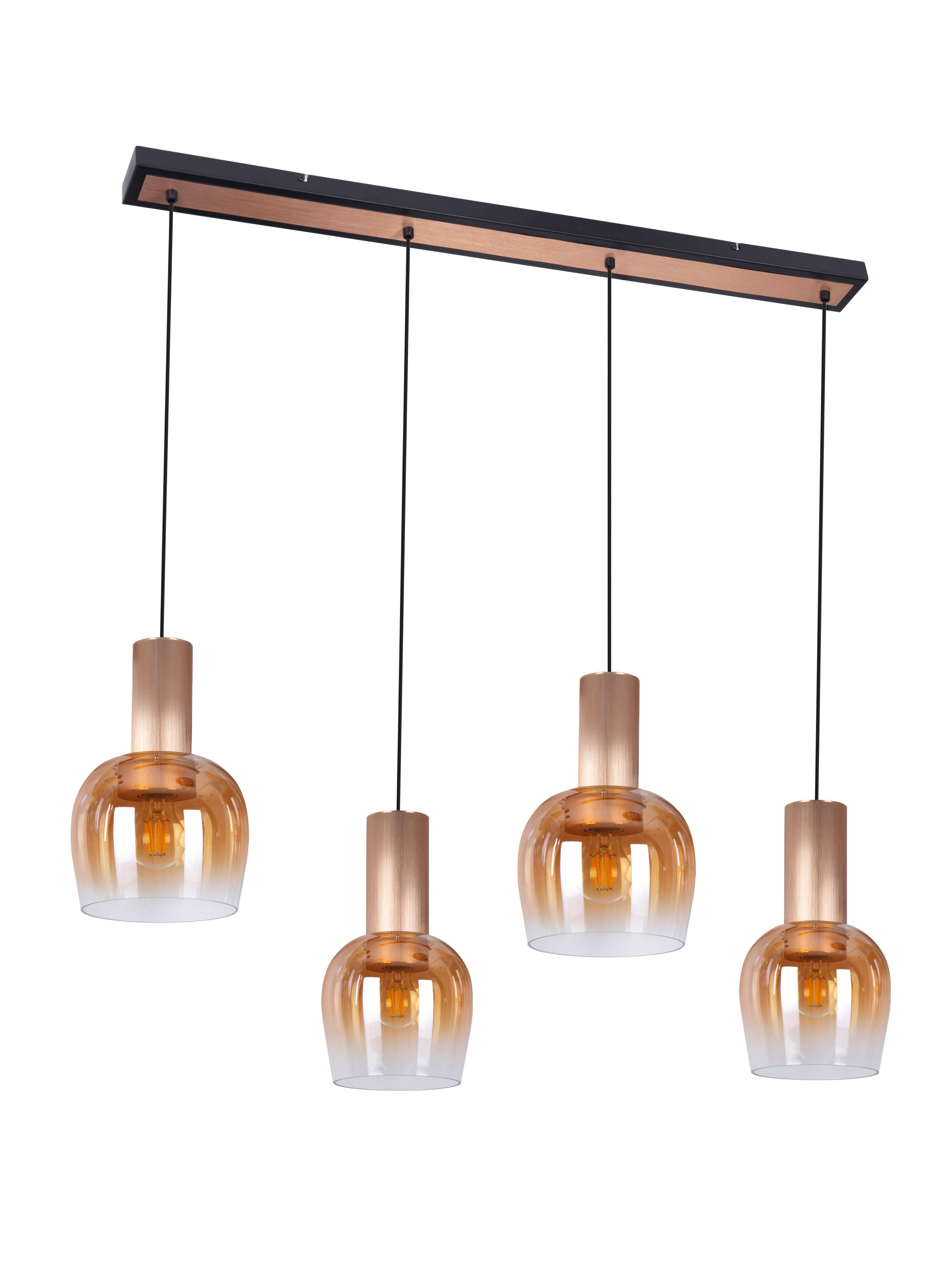 4er Pendelleuchte "FUNDA" amber