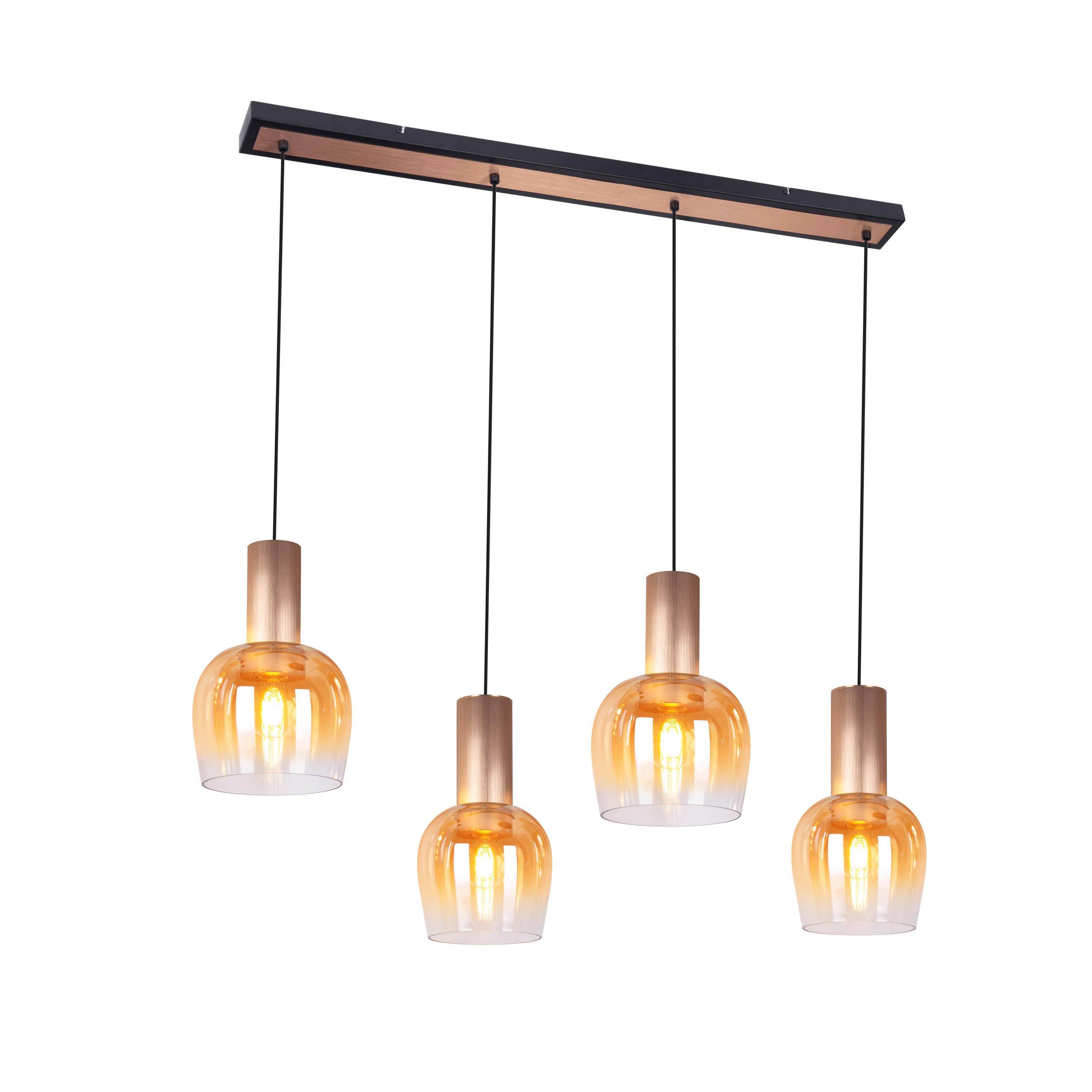 4er Pendelleuchte "FUNDA" amber