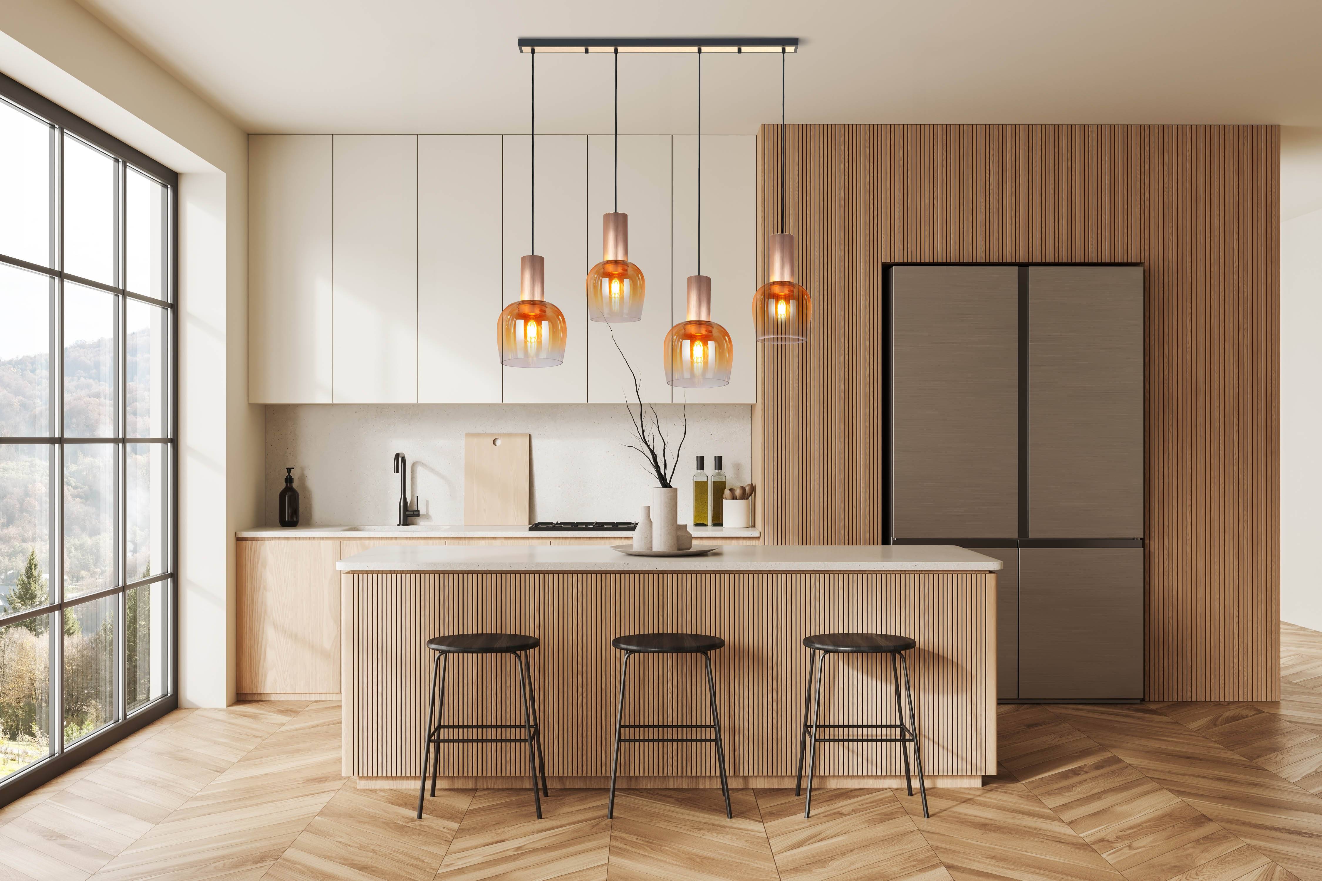 4er Pendelleuchte "FUNDA" amber