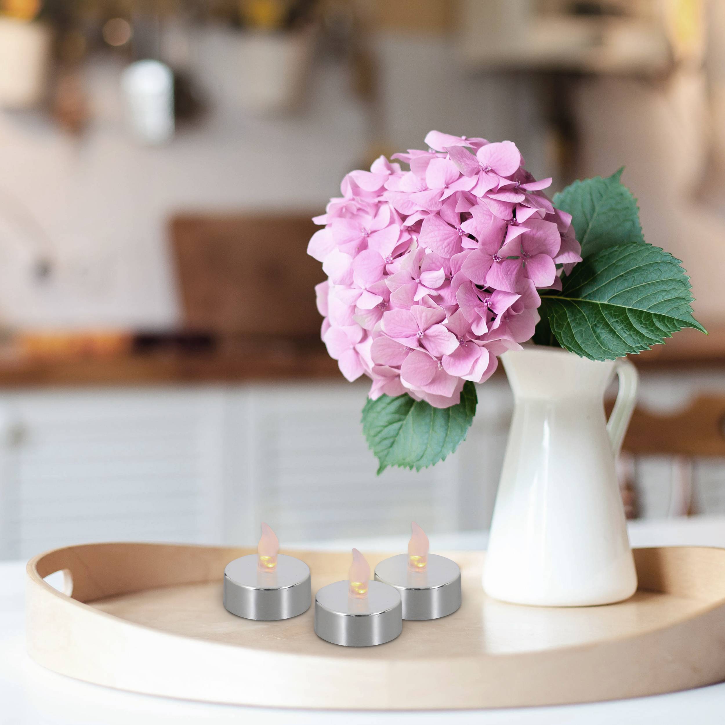 18er-Set LED Kerzen silber glänzend