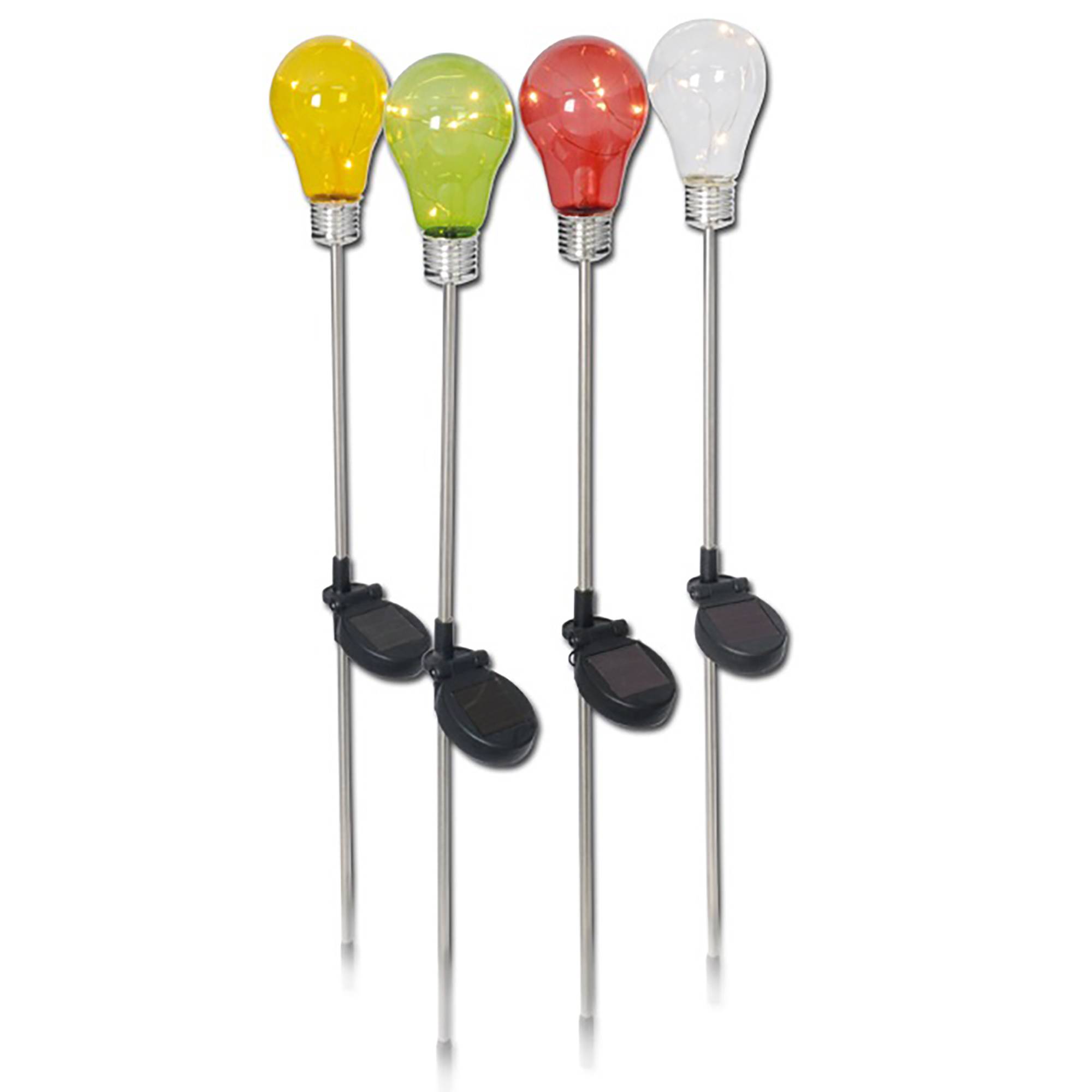 4er-Set Deko-Solarerdspieß "Glühbirne"