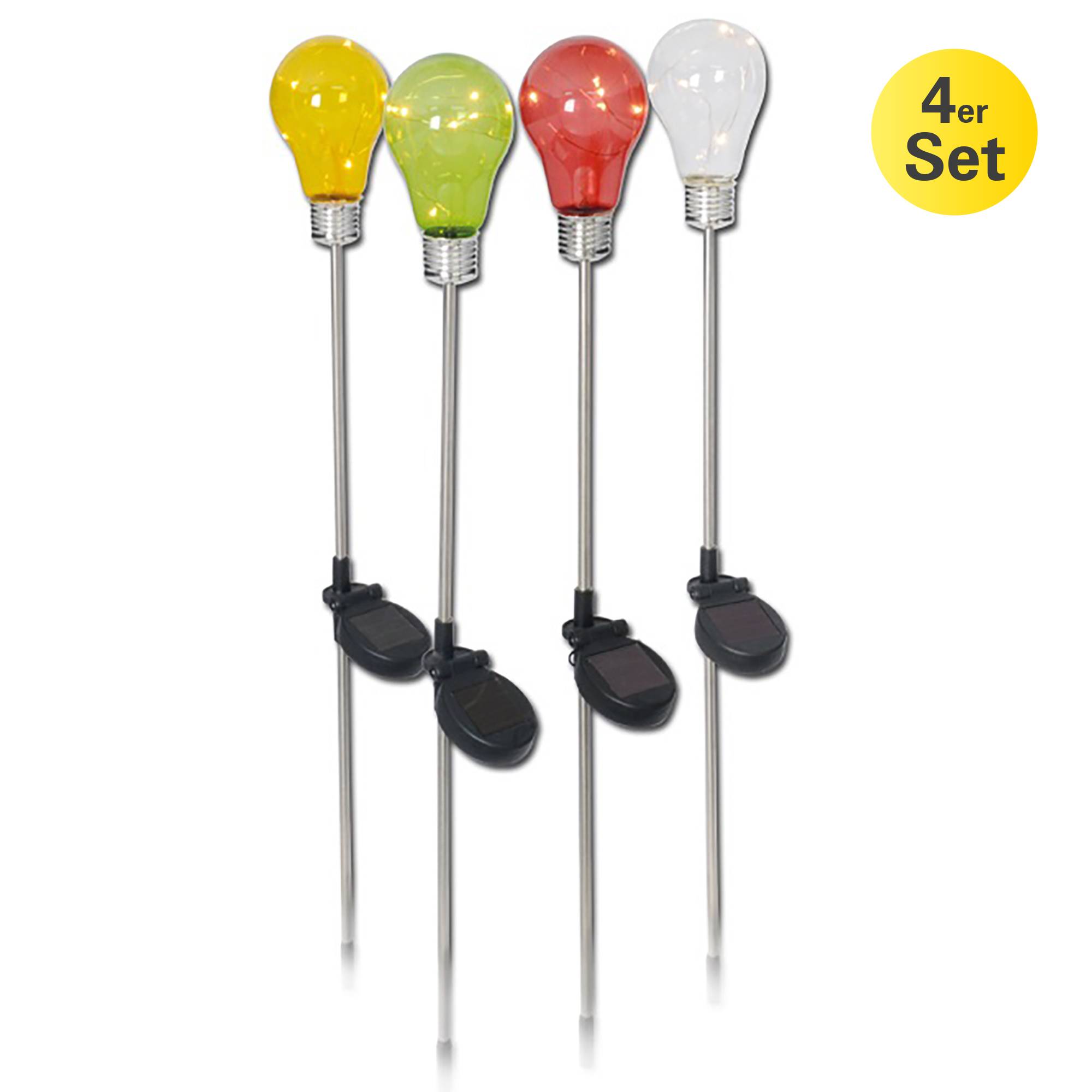 4er-Set Deko-Solarerdspieß "Glühbirne"