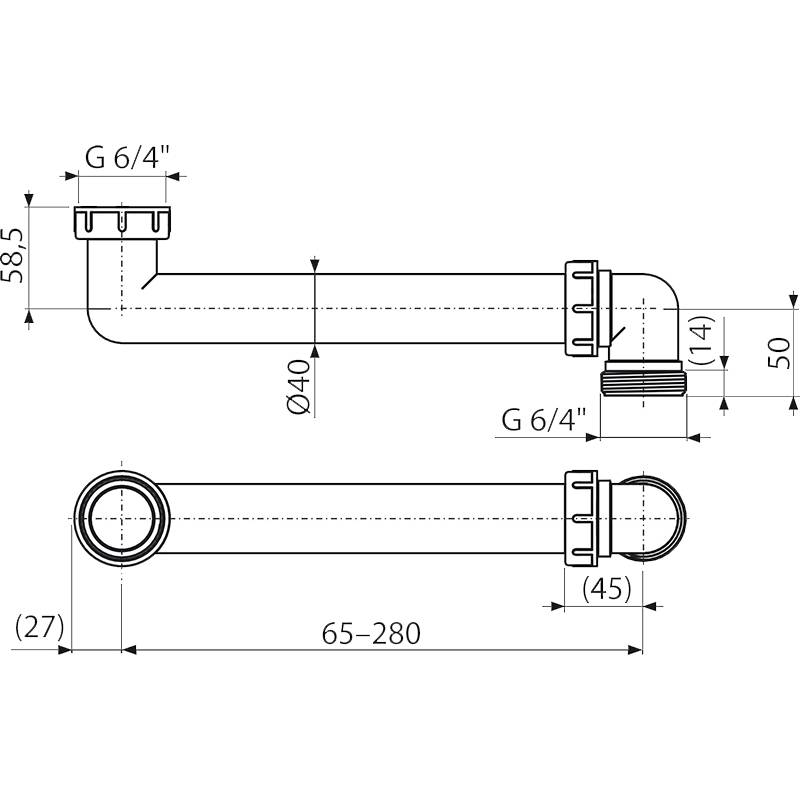 Alcadrain Raccord gain de place 6/4"