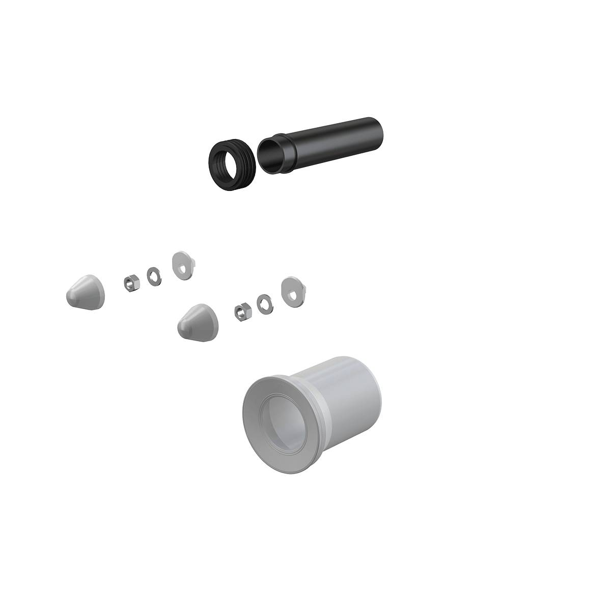 WC Zubehör komplett DN110, 200 mm, Polypropylen, weiß