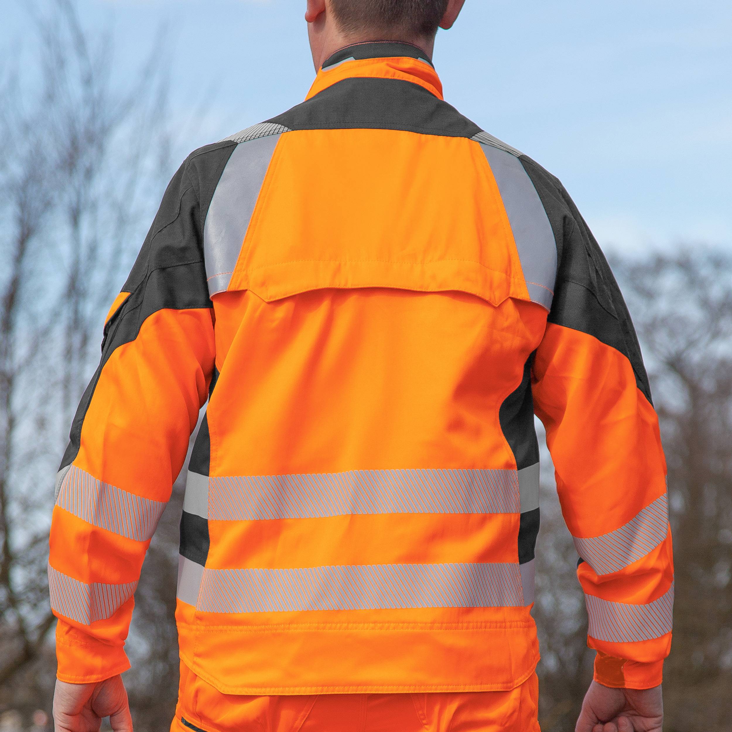 QUALITEX HIGH QUALITY WORKWEAR Bundjacke Warnschutz - warnorange/schwarz - Herren: 6XL Damen: 68