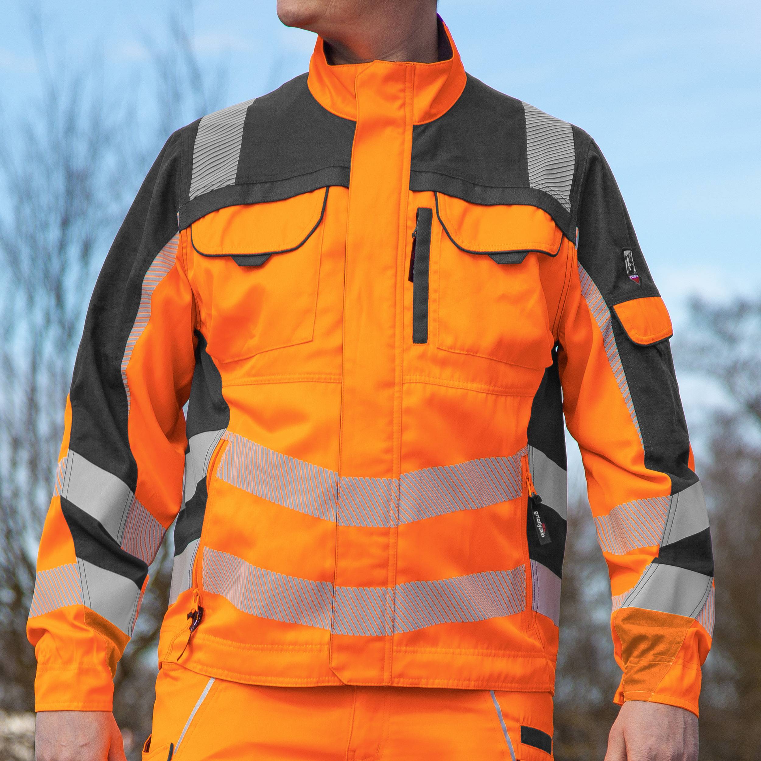 QUALITEX HIGH QUALITY WORKWEAR Bundjacke Warnschutz - warnorange/schwarz - Herren: L Damen: 44