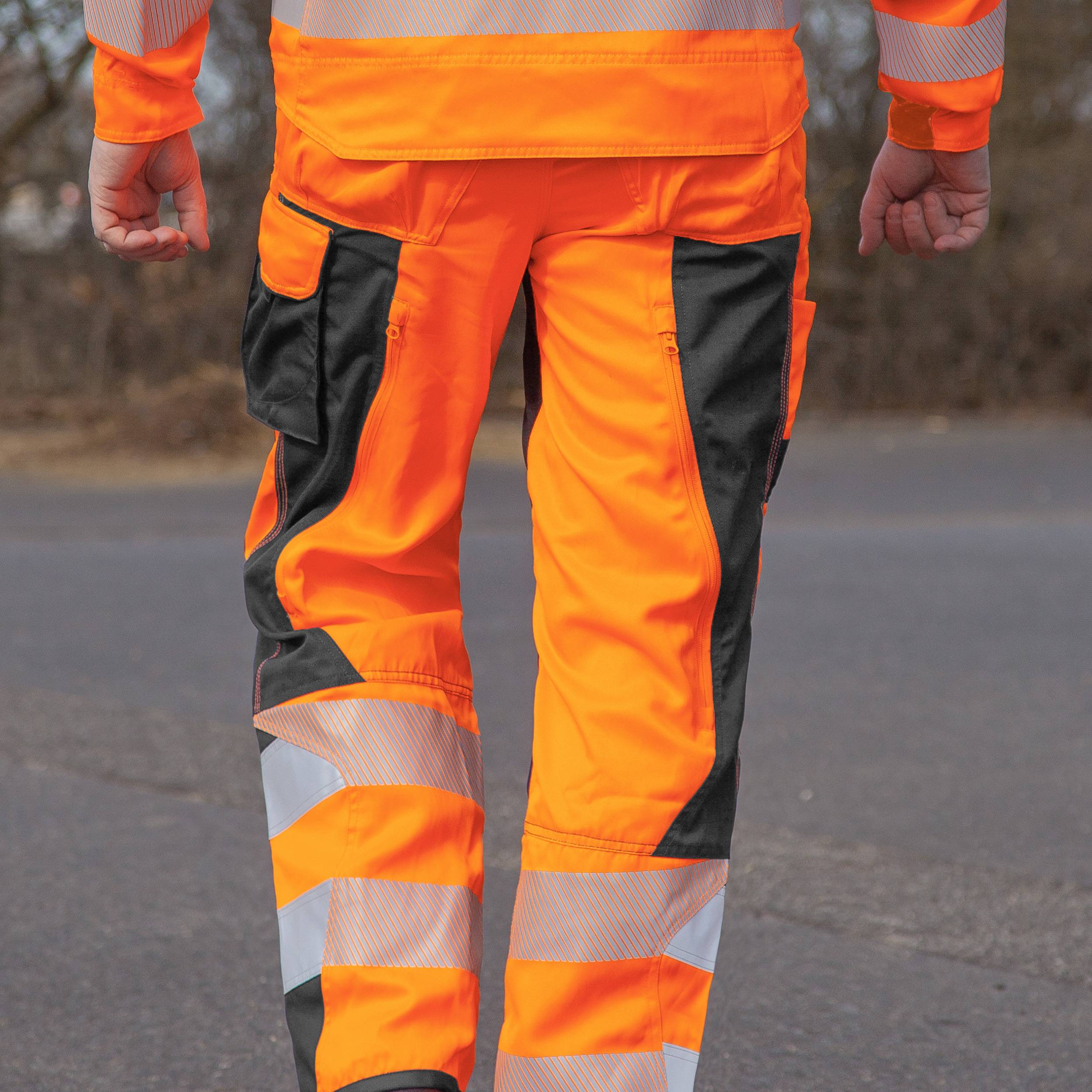 QUALITEX HIGH QUALITY WORKWEAR Latzhose Warnschutz - warnorange/schwarz - Herren: 46 Damen: 40