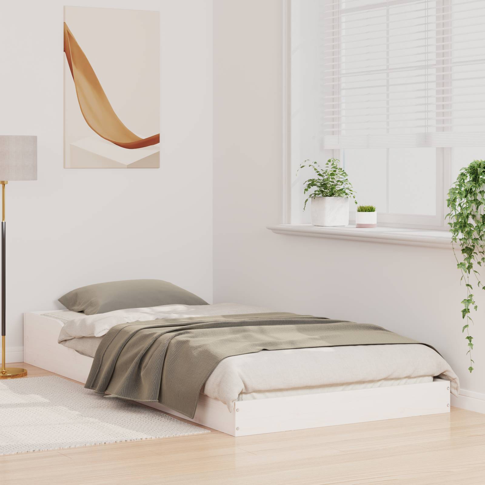 vidaXL Bettgestell Weiß 75 x 190 cm Massivholz Kiefer
