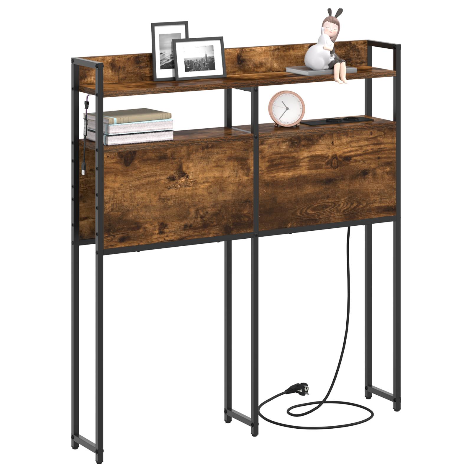 vidaXL Stauraum-Kopfteil Rauch-Eiche 100 cm Holzwerkstoff