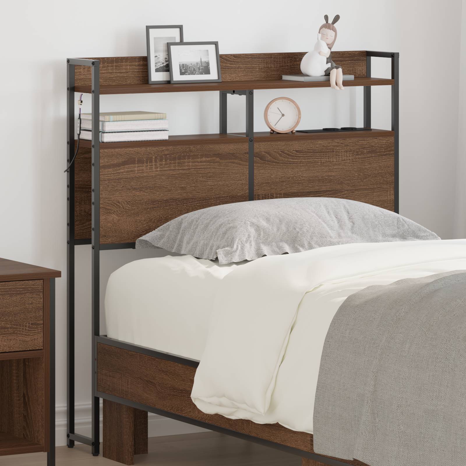 vidaXL Stauraum-Kopfteil Braun Eiche 100 cm Holzwerkstoff