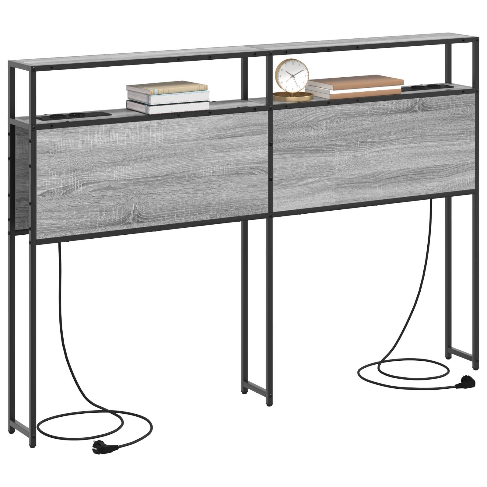 vidaXL Stauraum-Kopfteil mit Kopfteil mit Speicher Grau sonoma 135 cm Holzwerkstoff
