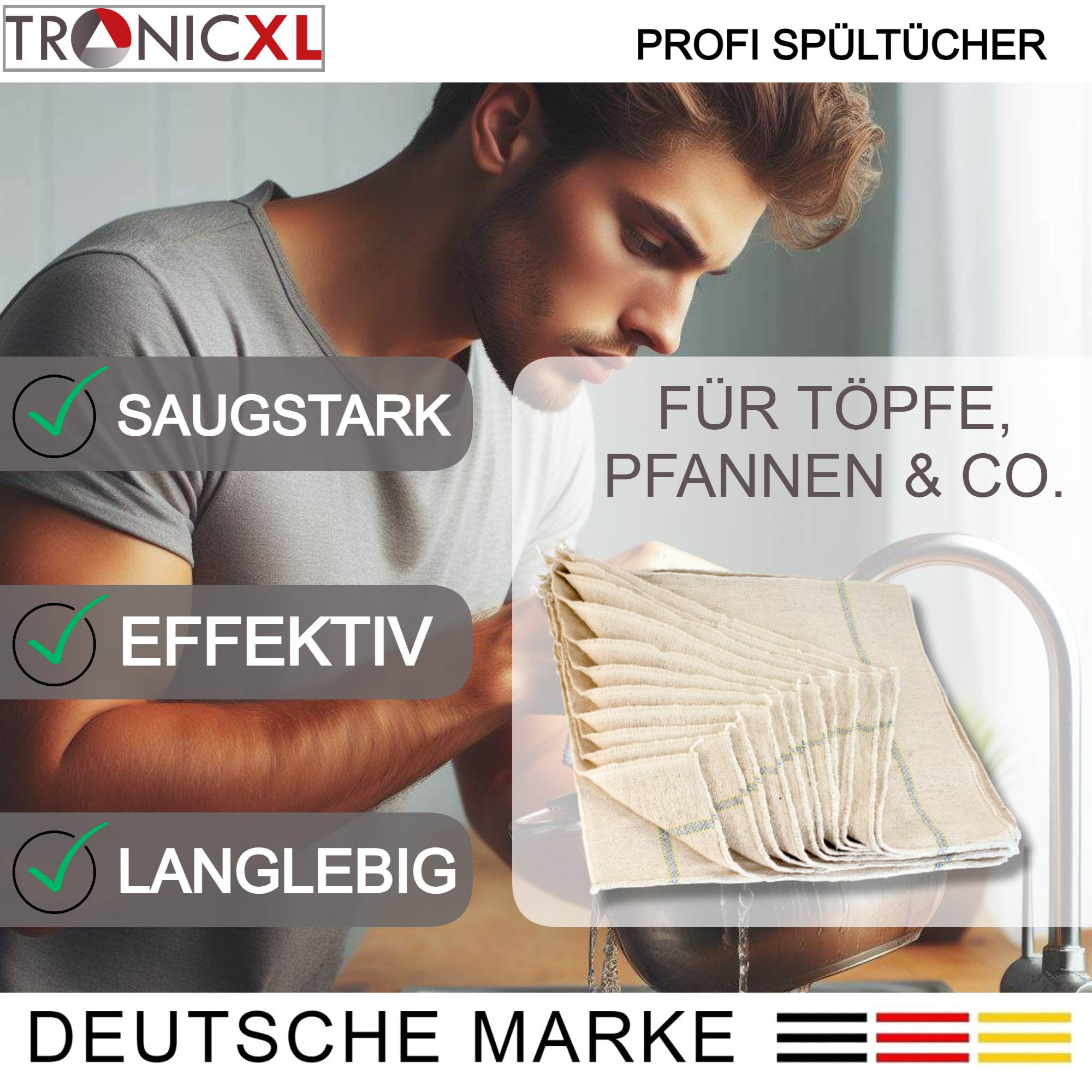 12 Stück Gastro Profi Spültuch Spültücher 40 x 40 Schwamm Tuch Tücher Spülen Putzen Reinigung Küche langlebig robust