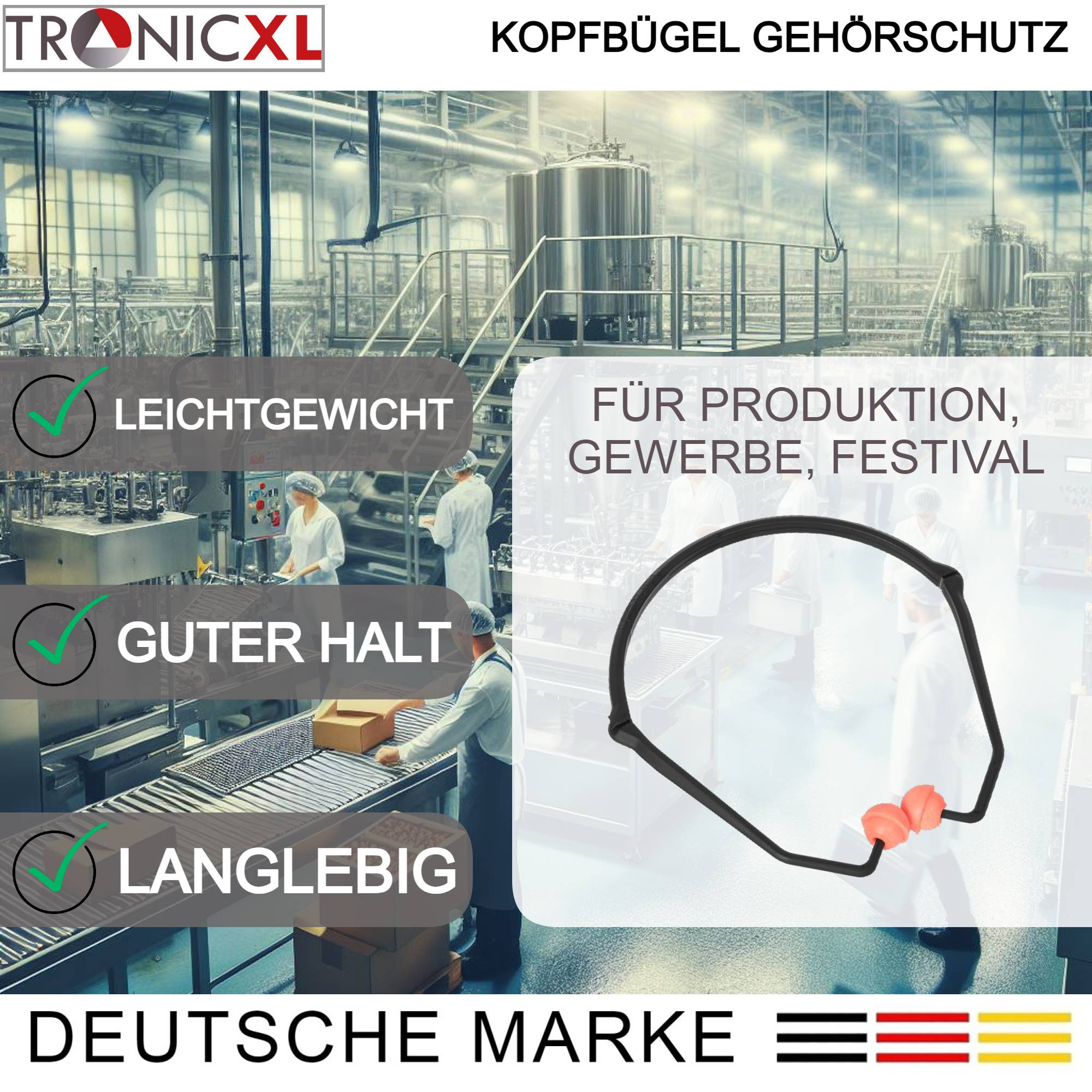 100 Stück Gehörschutzbügel Bügel Gehörschutz Ohrstöpsel Lärmschutz wiederverwendbar Arbeitsschutz Industrie Baustelle