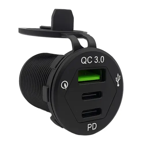 Offgridtec USB-Dreifachsteckdose 12V/24V 2x 18W USB-C und 1x 18W USB-A KFZ-Schnellladeadapter mit Abdeckung Offgridtec USB-Dreifachsteckdose 12V/24V 2x 18W USB-C und 1x 18W USB-A KFZ-Schnellladeadapter mit Abdeckung