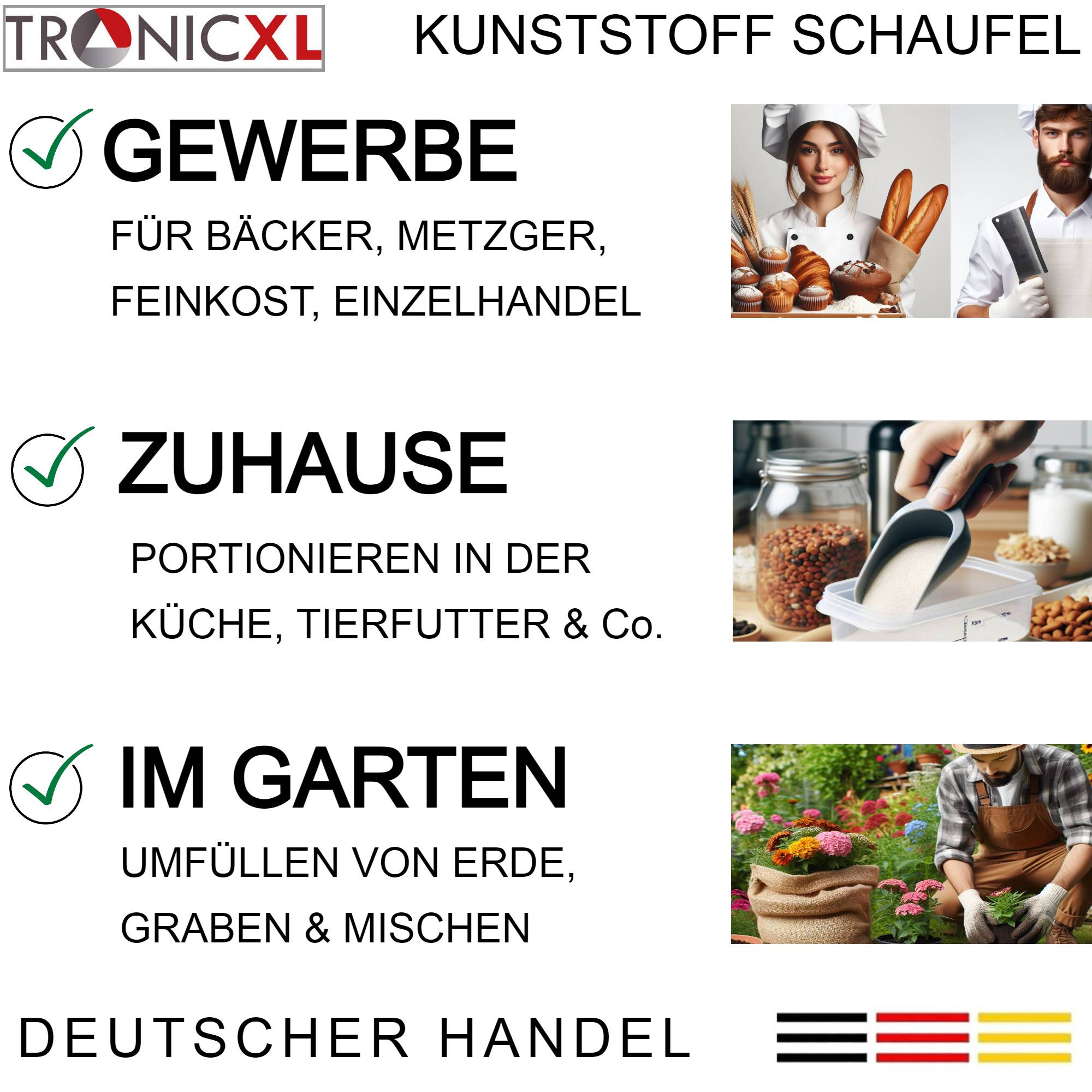 2x 750ml Schaufel BLAU Handschaufel Polypropylen hitzebeständig Küche Gastronomie lebensmittelecht spülmaschinenfest