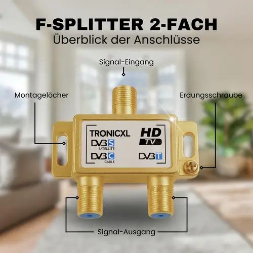 Antennenverteiler gold Highend SAT DVBT2 DVBC Verteiler Weiche Splitter F-Buchse zb für Kabelfernsehen Unitymedia Antennenverteiler gold Highend SAT DVBT2 DVBC Verteiler Weiche Splitter F-Buchse zb für Kabelfernsehen Unitymedia