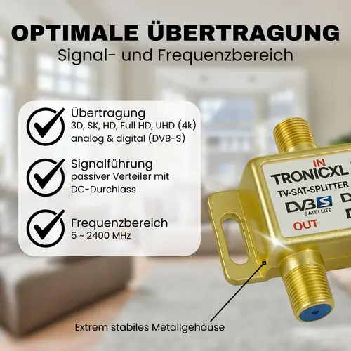 Antennenverteiler gold Highend SAT DVBT2 DVBC Verteiler Weiche Splitter F-Buchse zb für Kabelfernsehen Unitymedia Antennenverteiler gold Highend SAT DVBT2 DVBC Verteiler Weiche Splitter F-Buchse zb für Kabelfernsehen Unitymedia