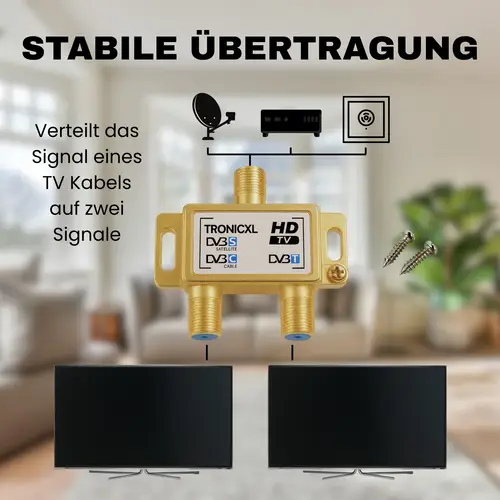 Antennenverteiler gold Highend SAT DVBT2 DVBC Verteiler Weiche Splitter F-Buchse zb für Kabelfernsehen Unitymedia Antennenverteiler gold Highend SAT DVBT2 DVBC Verteiler Weiche Splitter F-Buchse zb für Kabelfernsehen Unitymedia