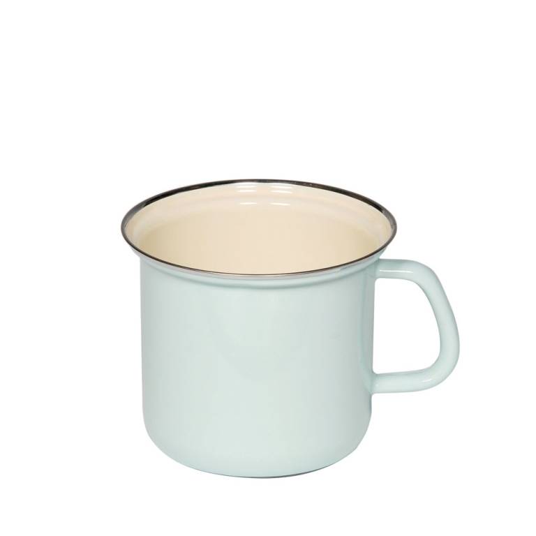 Riess Topf mit Chromrand Ø14cm 1,5L Pastell Türkis Emaille
