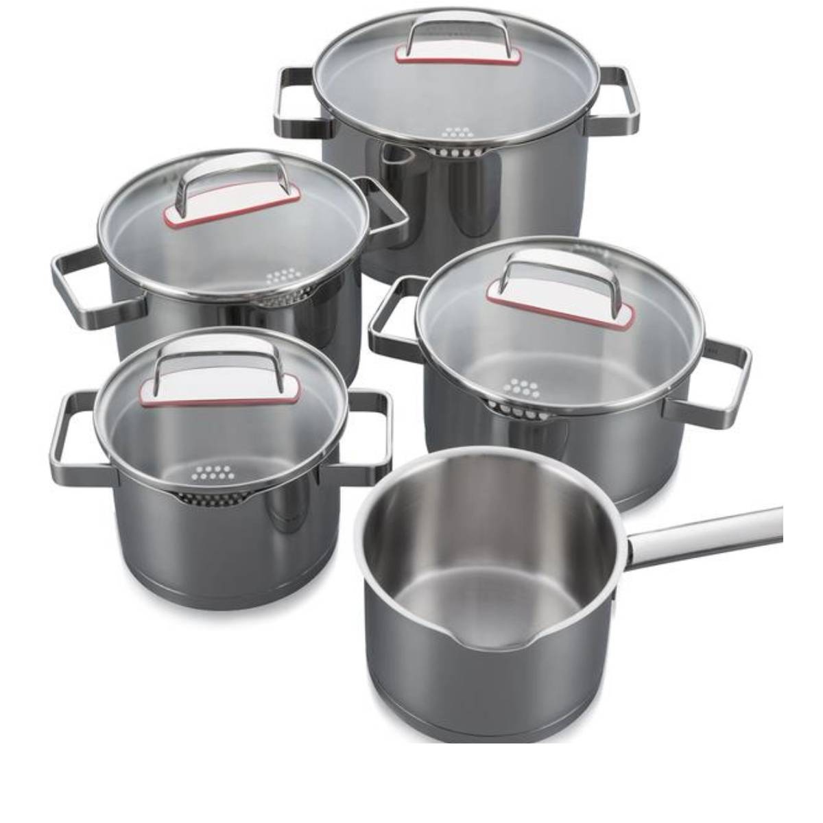 Kelomat Kochtopfset Geschirrset mit Glasdeckel Creation S 9-teilig Edelstahl