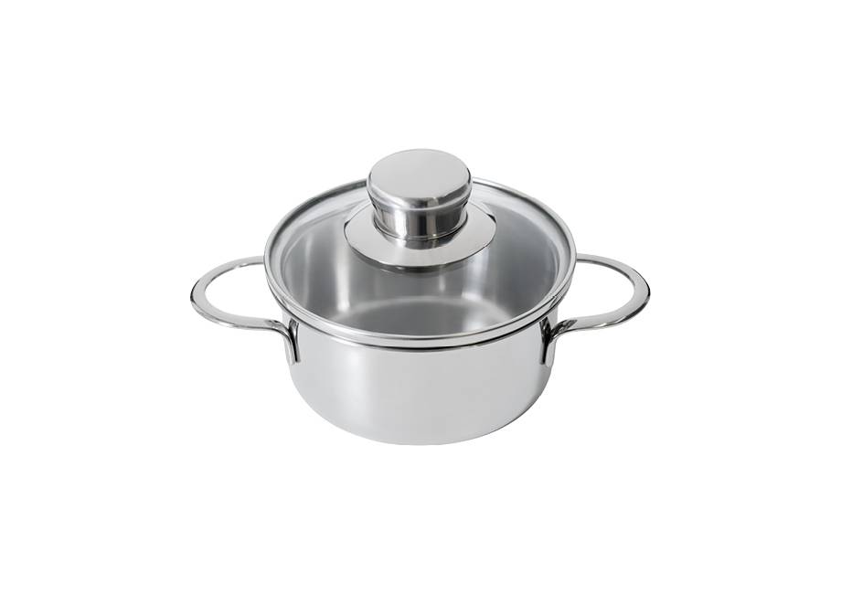 Kelomat Mini Bratentopf mit Glasdeckel Ø12cm 0,6 Liter Edelstahl Induktion