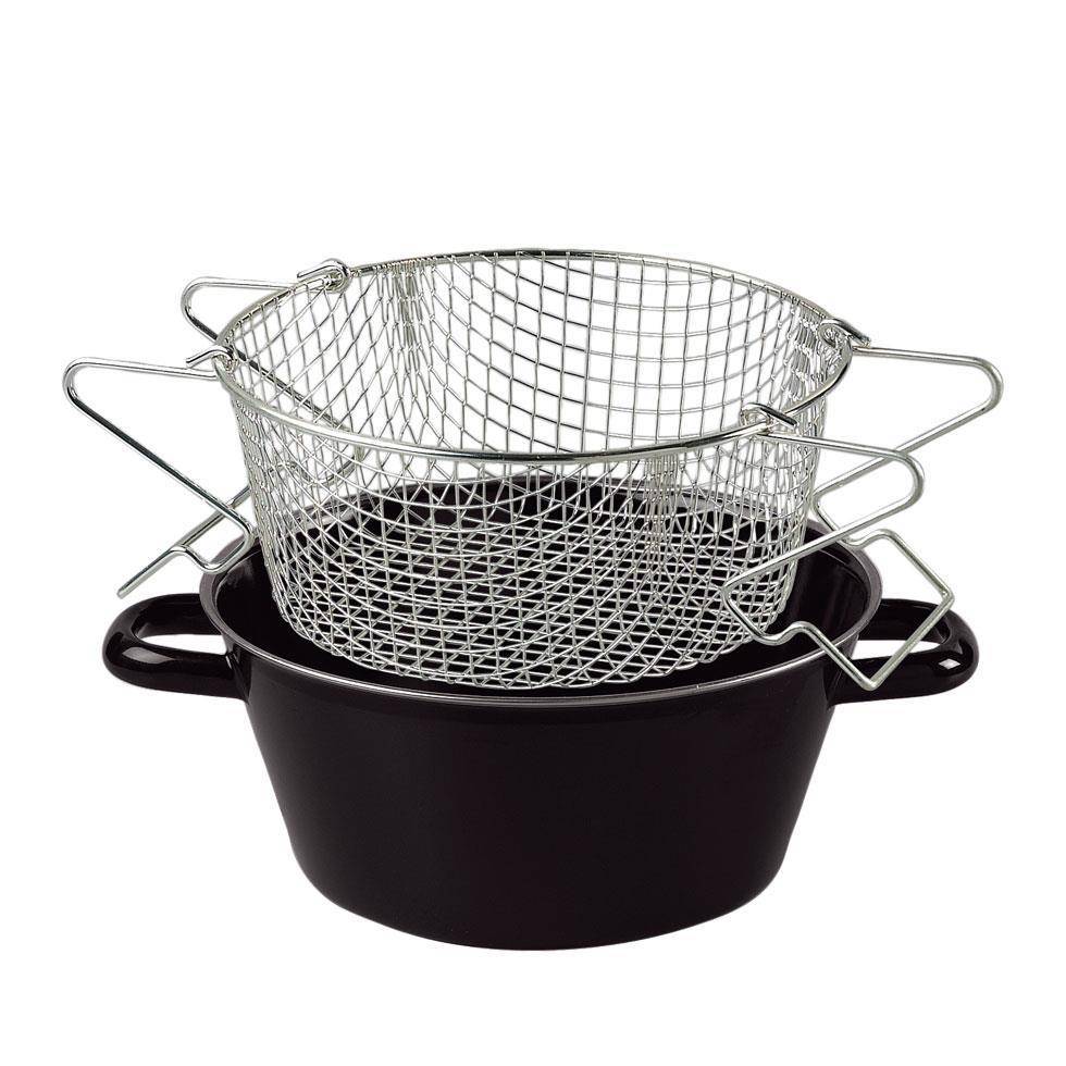 Riess Poêle à frites avec insert Ø26cm Émail noir Induction