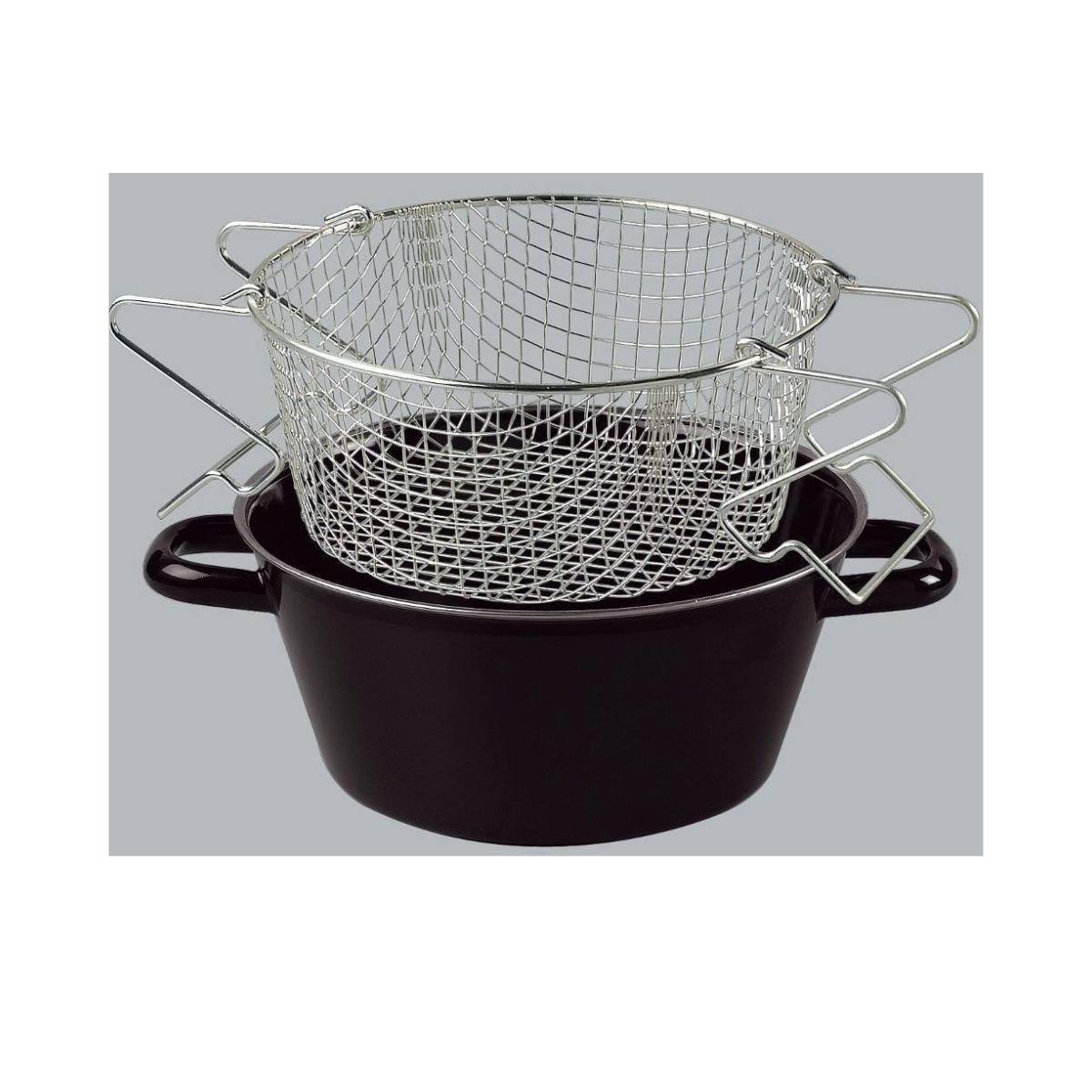 Riess Pommes-Frites Pfanne mit Einsatz Ø20cm Schwarz Emaille