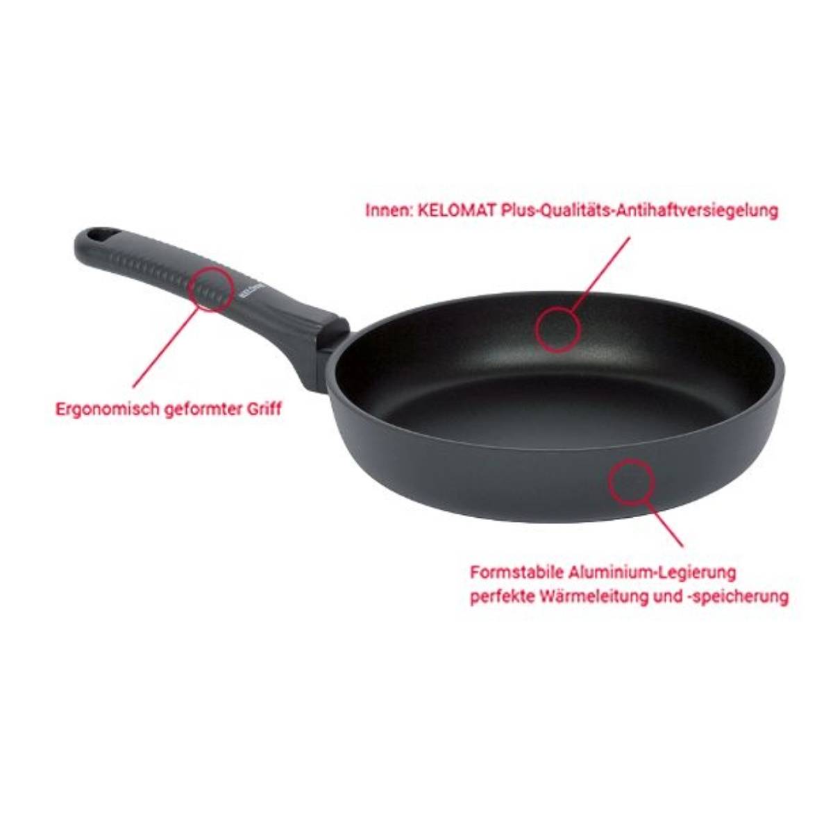 Kelomat Standardpfanne Montana Plus Ø24 cm Alulegierung Antihaft Schwarz Induktion