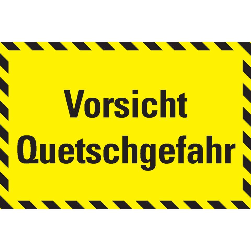 Hinweisschild Vorsicht! Quetschgefahr!, mit schraffiertem Rand, Kunststoff, 300x200mm