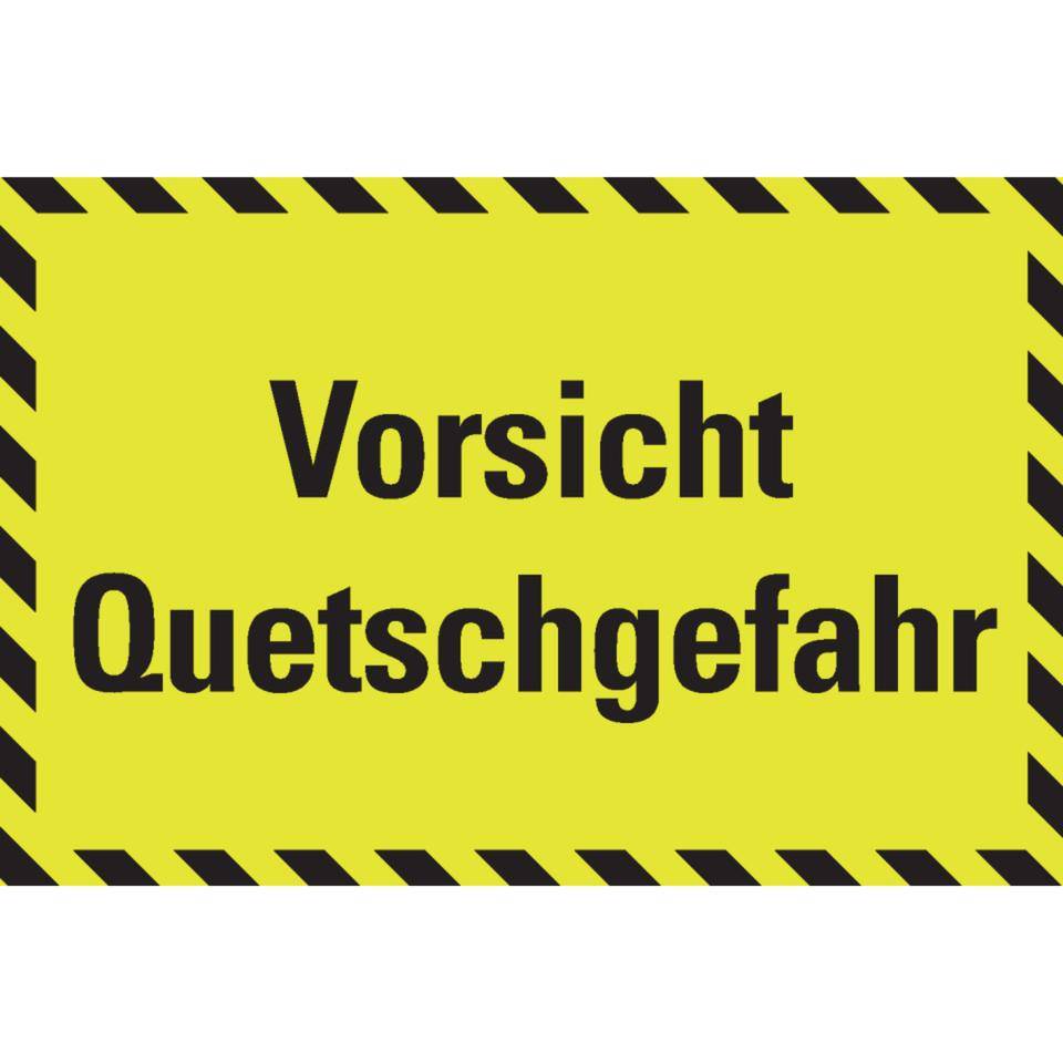 PERMALIGHT® power langnachleuchtend Hinweisschild Vorsicht! Quetschgefahr!, schraffiert, Kunststoff, 300x200mm