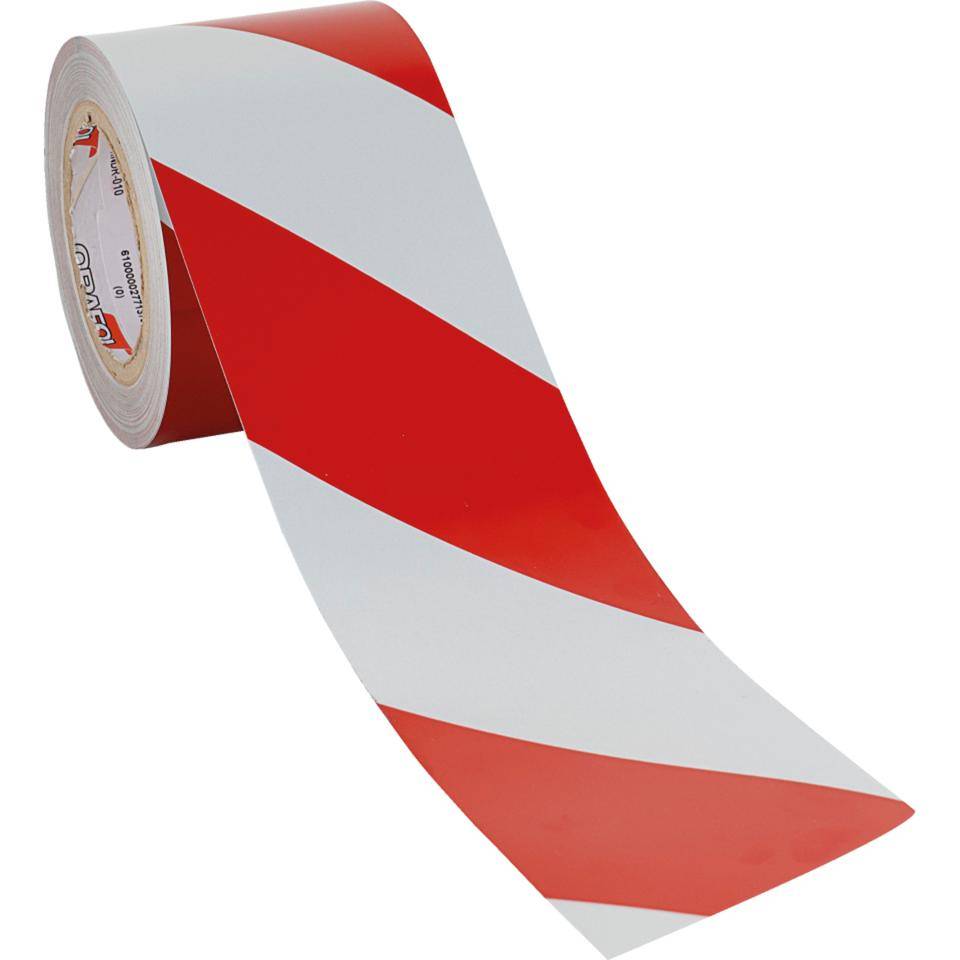 ORALITE® Reflexfolie, rechtsweisend, vollreflektierend, rot/weiß, 100mm, 25m/Rolle