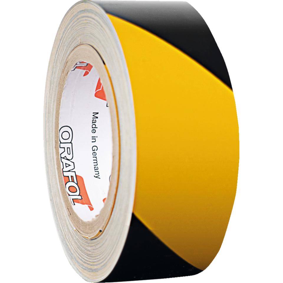 ORALITE® Reflexfolie, rechtsweisend, teilreflektierend, gelb/schwarz, 50mm, 25m/Rolle