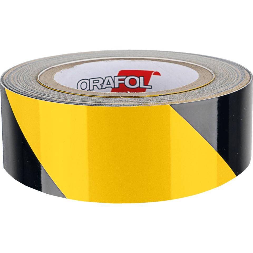 ORALITE® Reflexfolie, linksweisend, teilreflektierend, gelb/schwarz, 50mm, 25m/Rolle