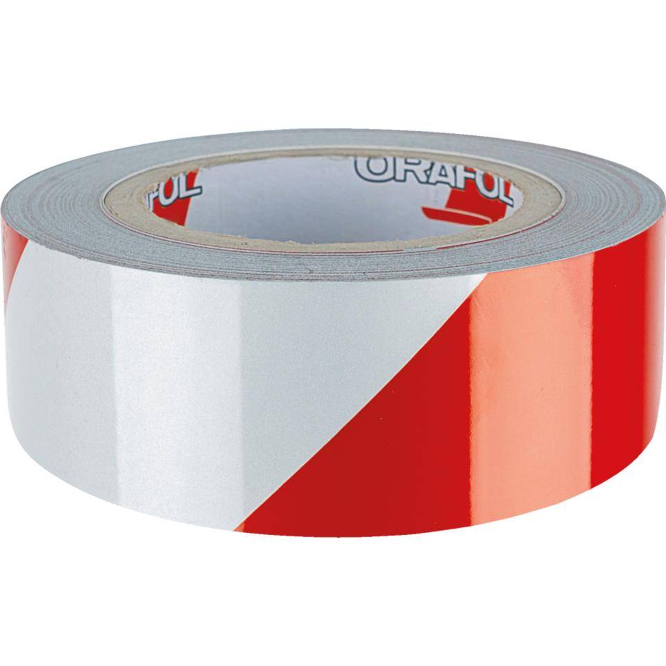 ORALITE® Reflexfolie, rechtsweisend, vollreflektierend, rot/weiß, 50mm, 25m/Rolle